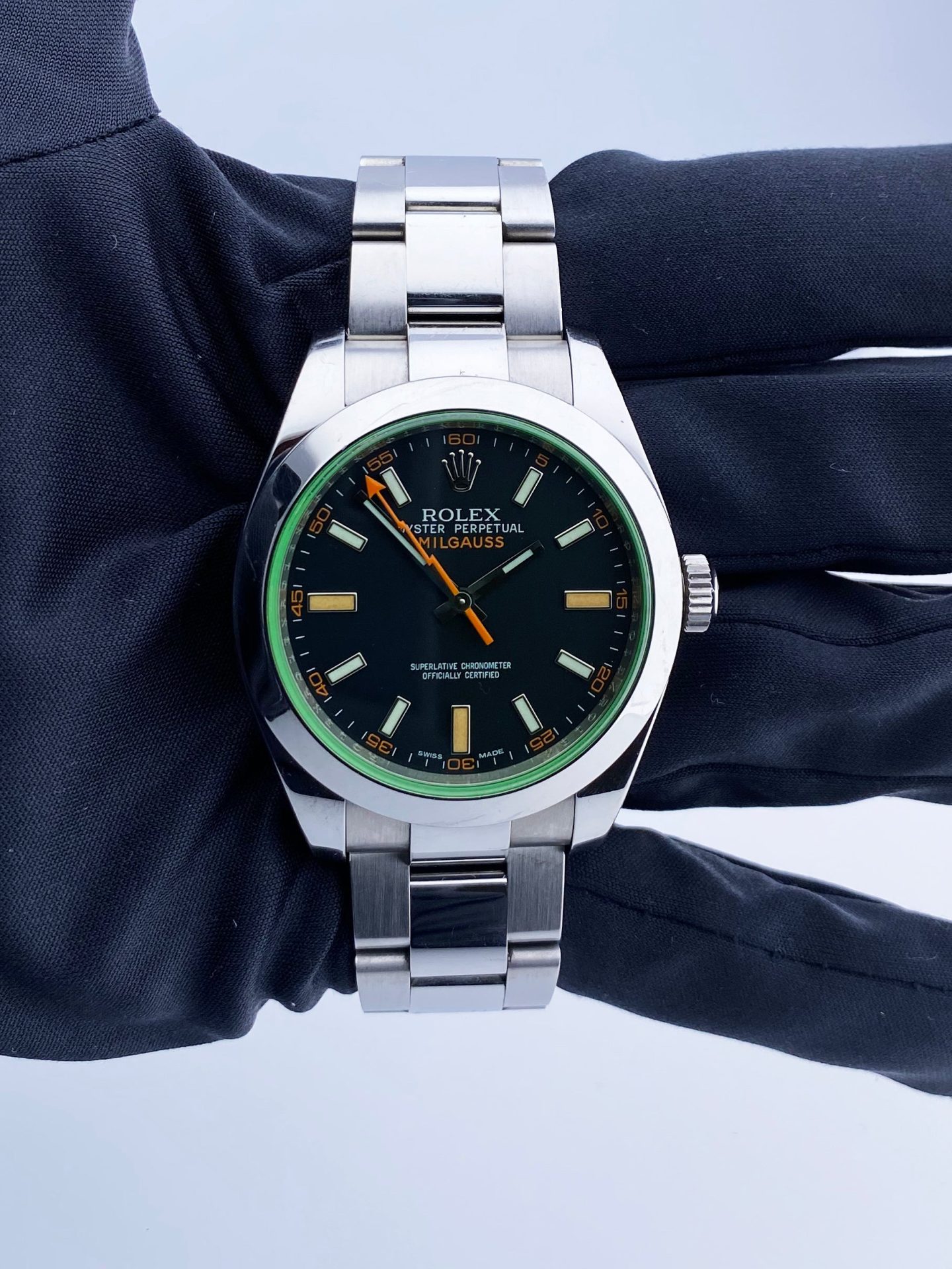 Rolex Milgauss 116400GV Black Dial Mens Watch Box   Papers