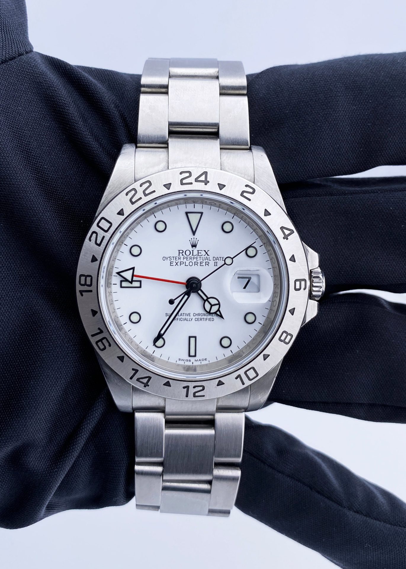 Rolex Explorer II 16570 Engraved Rehaut Men s Watch