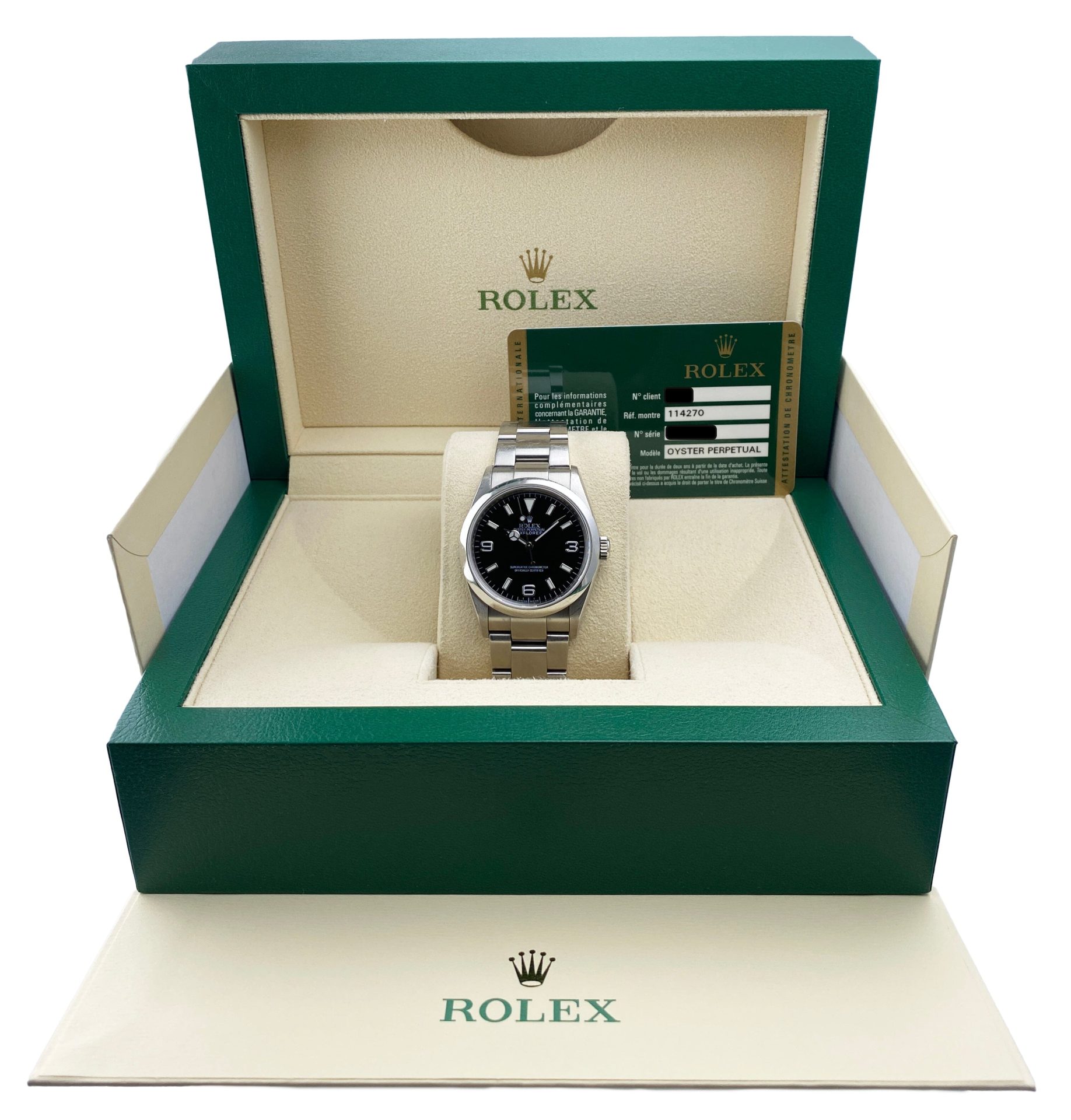 Rolex Explorer 114270 Engraved Men’s Watch Box And Papers