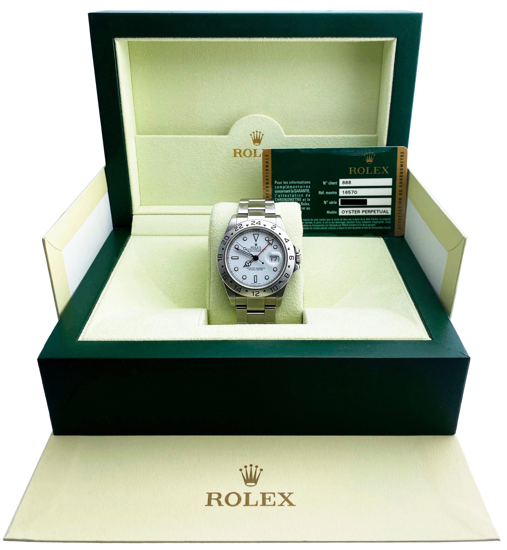 Rolex Explorer II 16570 Engraved Rehaut Mens Watch Box   Papers