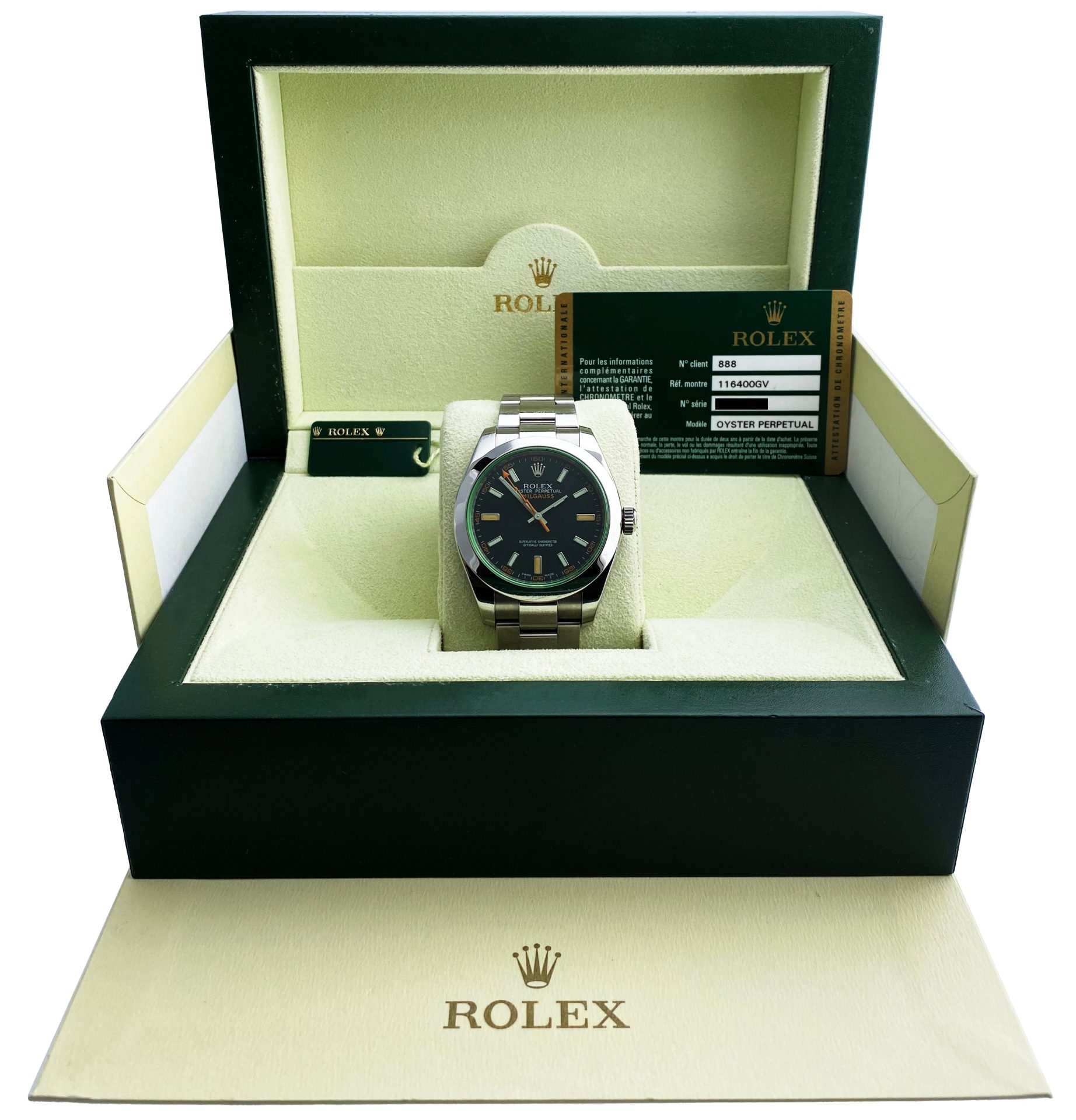 Rolex Milgauss 116400GV Black Dial Mens Watch Box   Papers