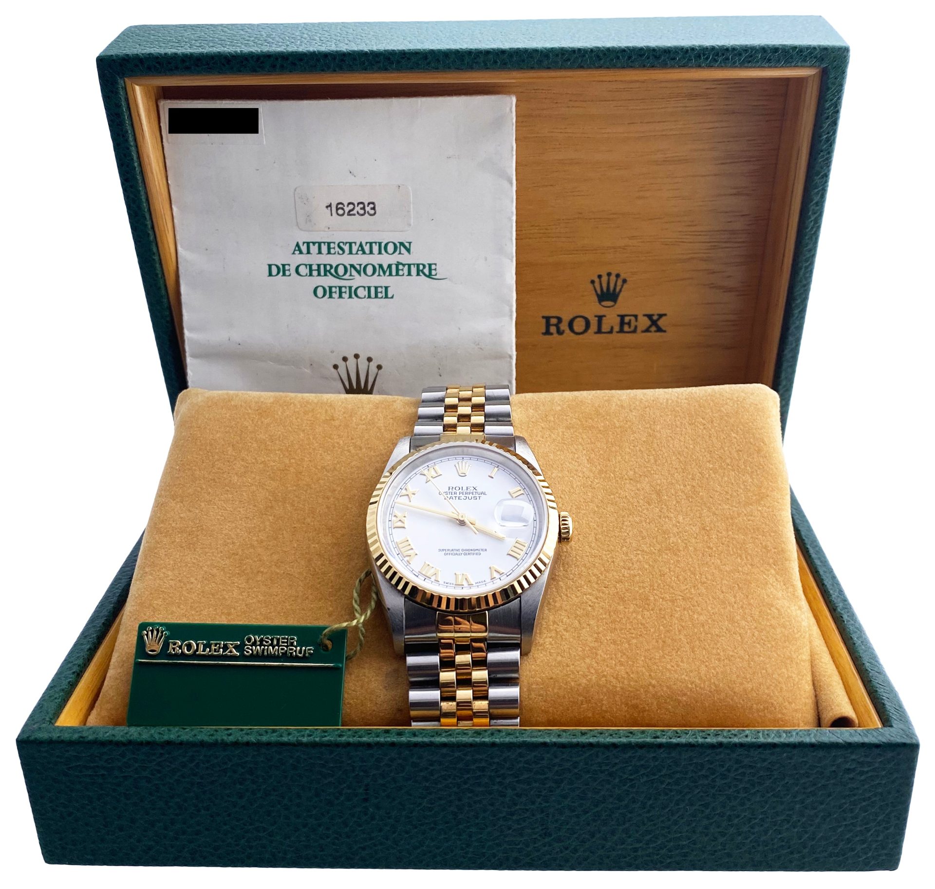 Rolex Datejust 16233 White Dial Mens Watch Box   Papers