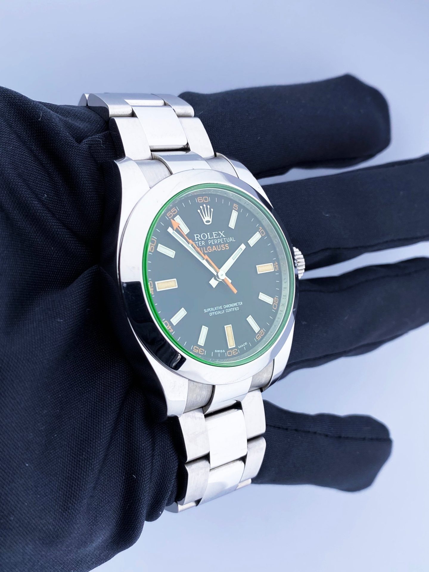 Rolex Milgauss 116400GV Black Dial Mens Watch Box   Papers