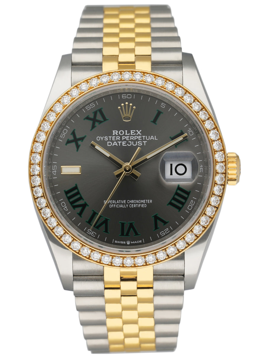 Rolex Datejust Wimbledon NEW 126283RBR Diamond Bezel Watch Box   Papers