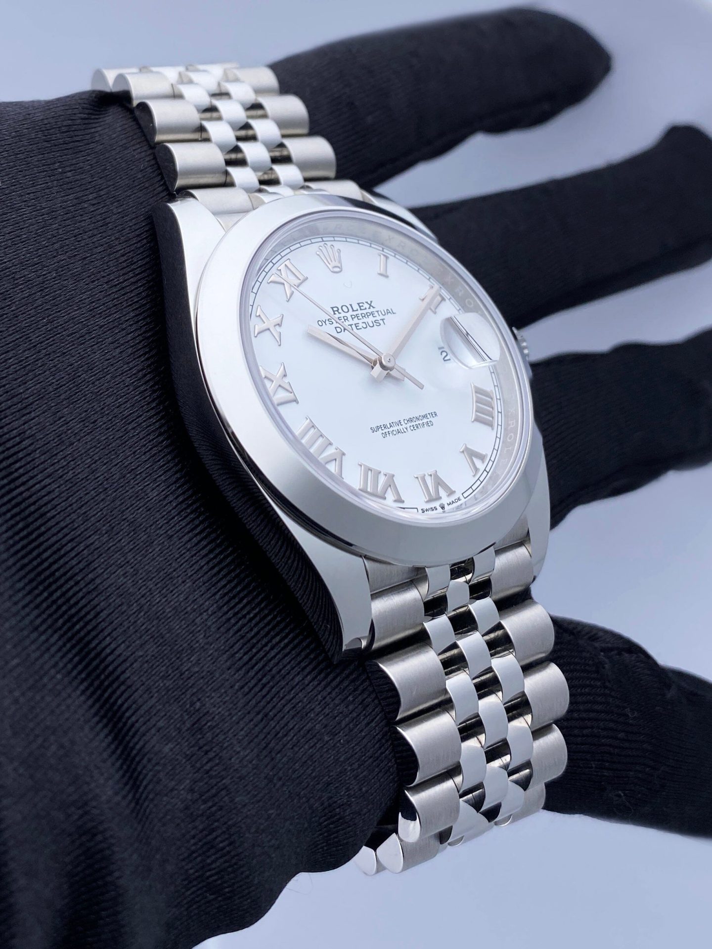 Rolex Datejust 41 126300 White Roman Dial Mens Watch Box Papers