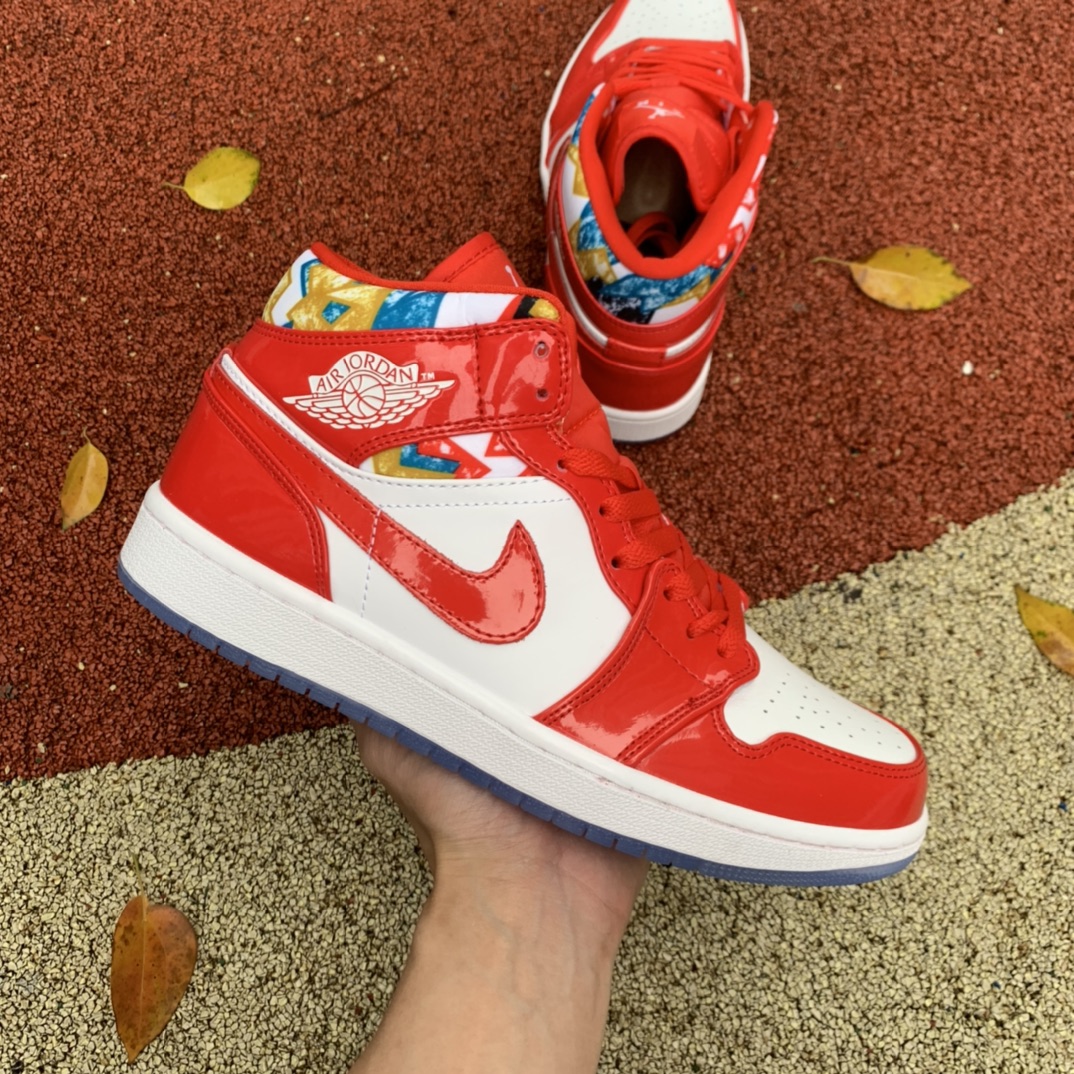 Jordan 1 Mid Barcelona Sweater Red Patent DC7294-600