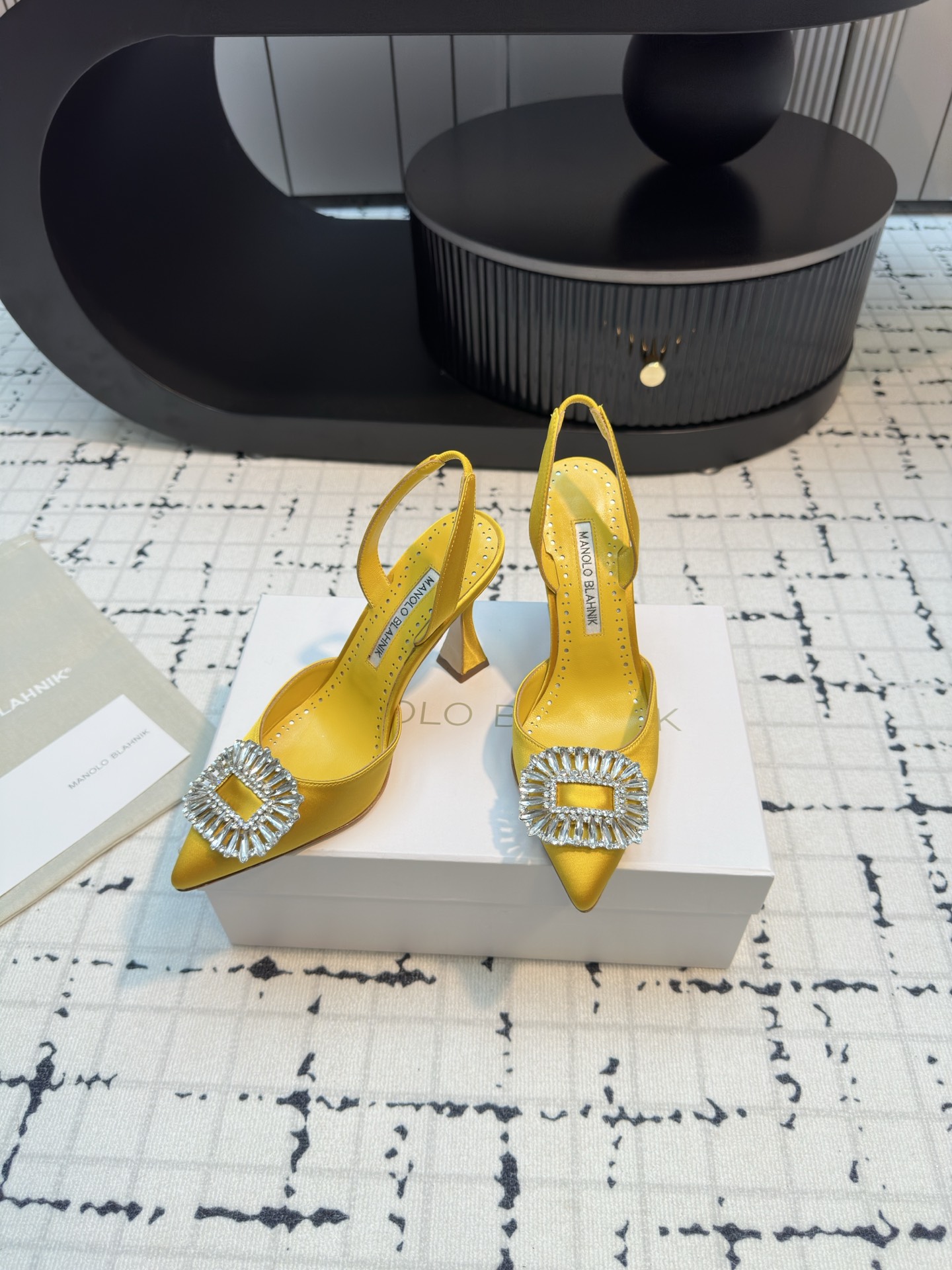 MANOLO BLAHNIK High-heeled Shoes with Crystal Buckles 80 Satin