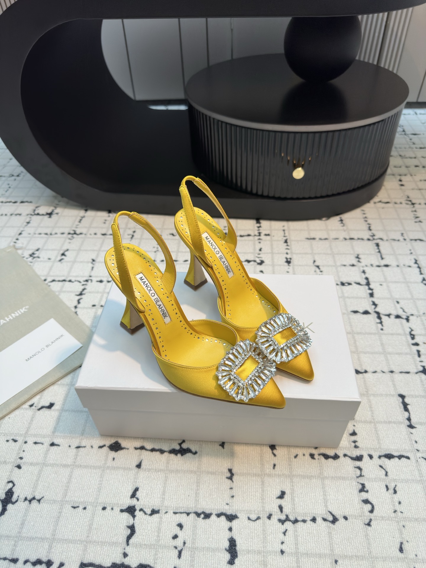 MANOLO BLAHNIK High-heeled Shoes with Crystal Buckles 80 Satin