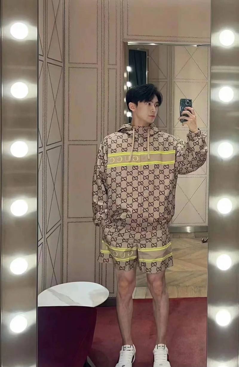Gucci light nylon GG print hooded jacket+shorts