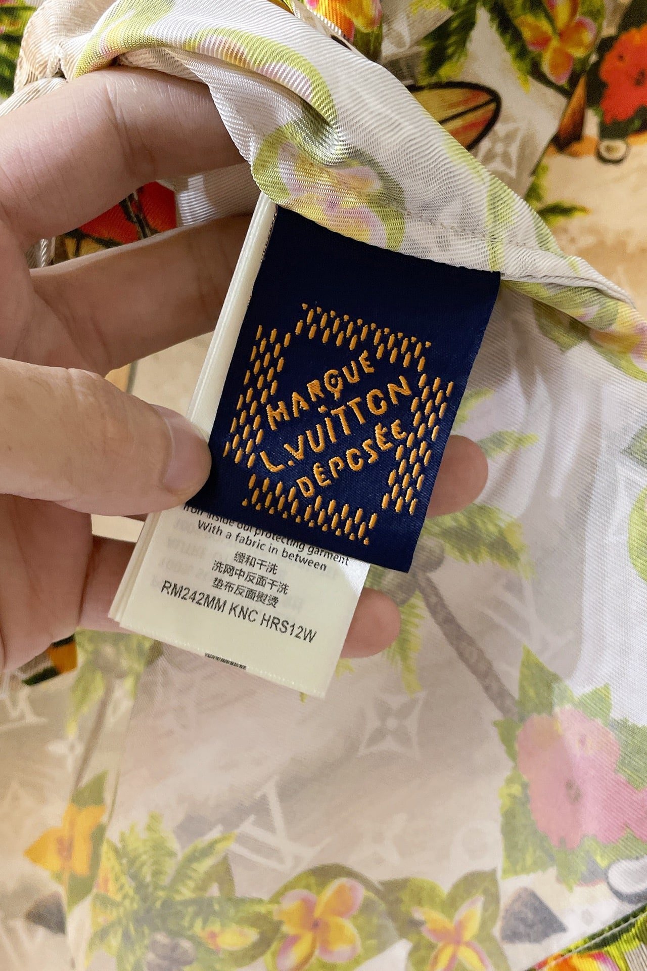 LV Monogram Short-Sleeved Silk Shirt +Monogram Silk Drawstring Shorts