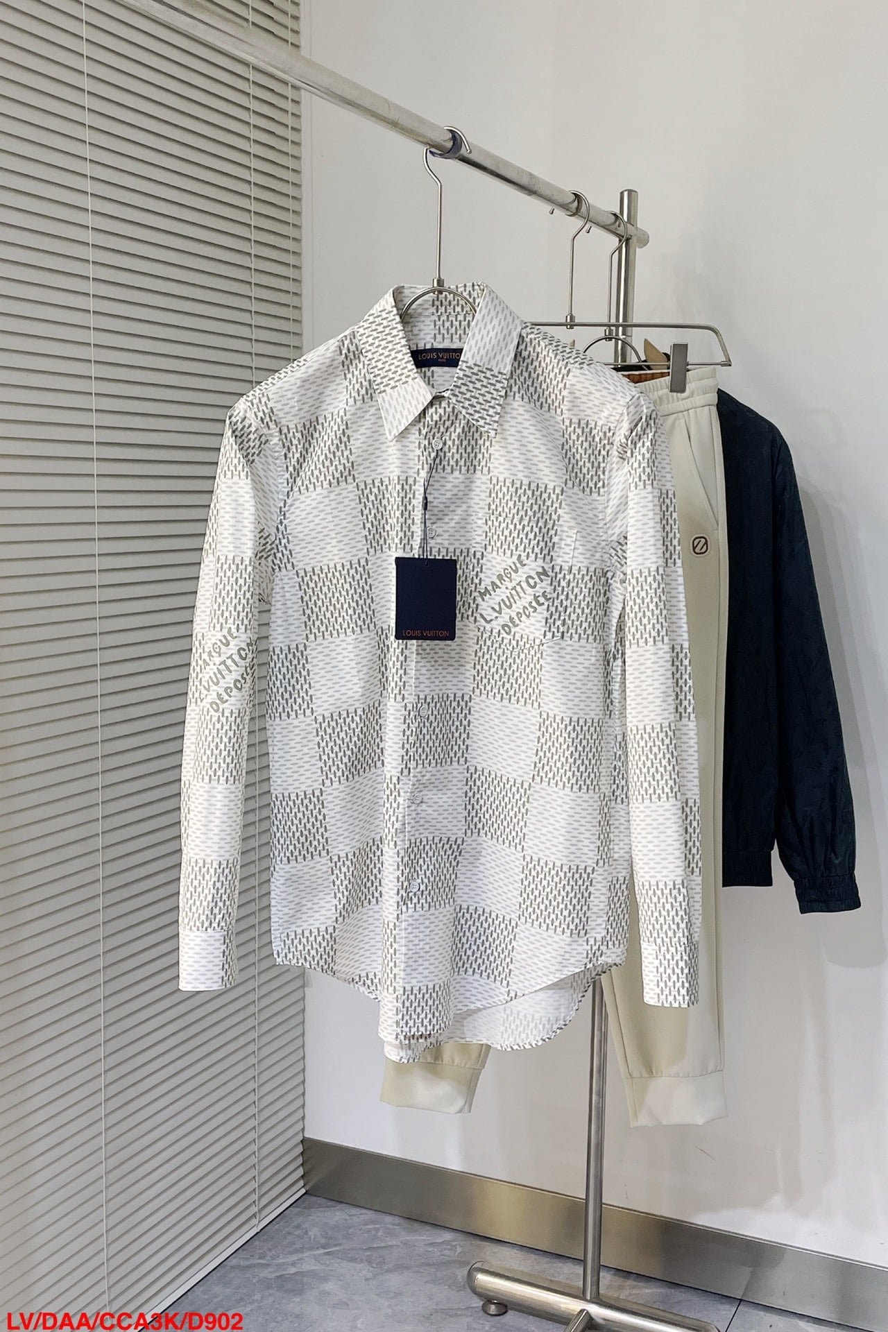 LV Damier Long-Sleeved Classic Cotton Shirt