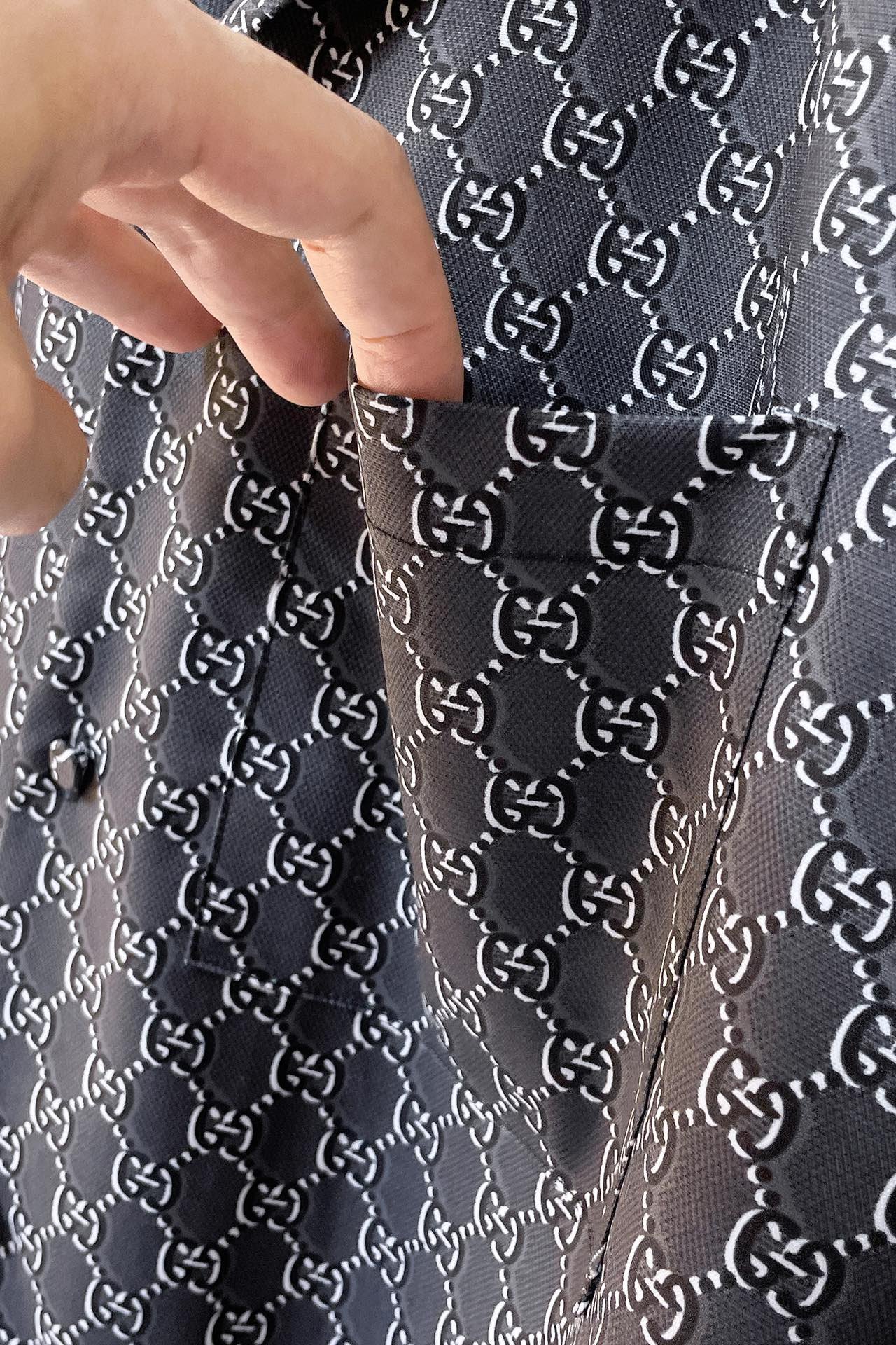 Gucci Silk shirt with GG Shadow+ Shorts