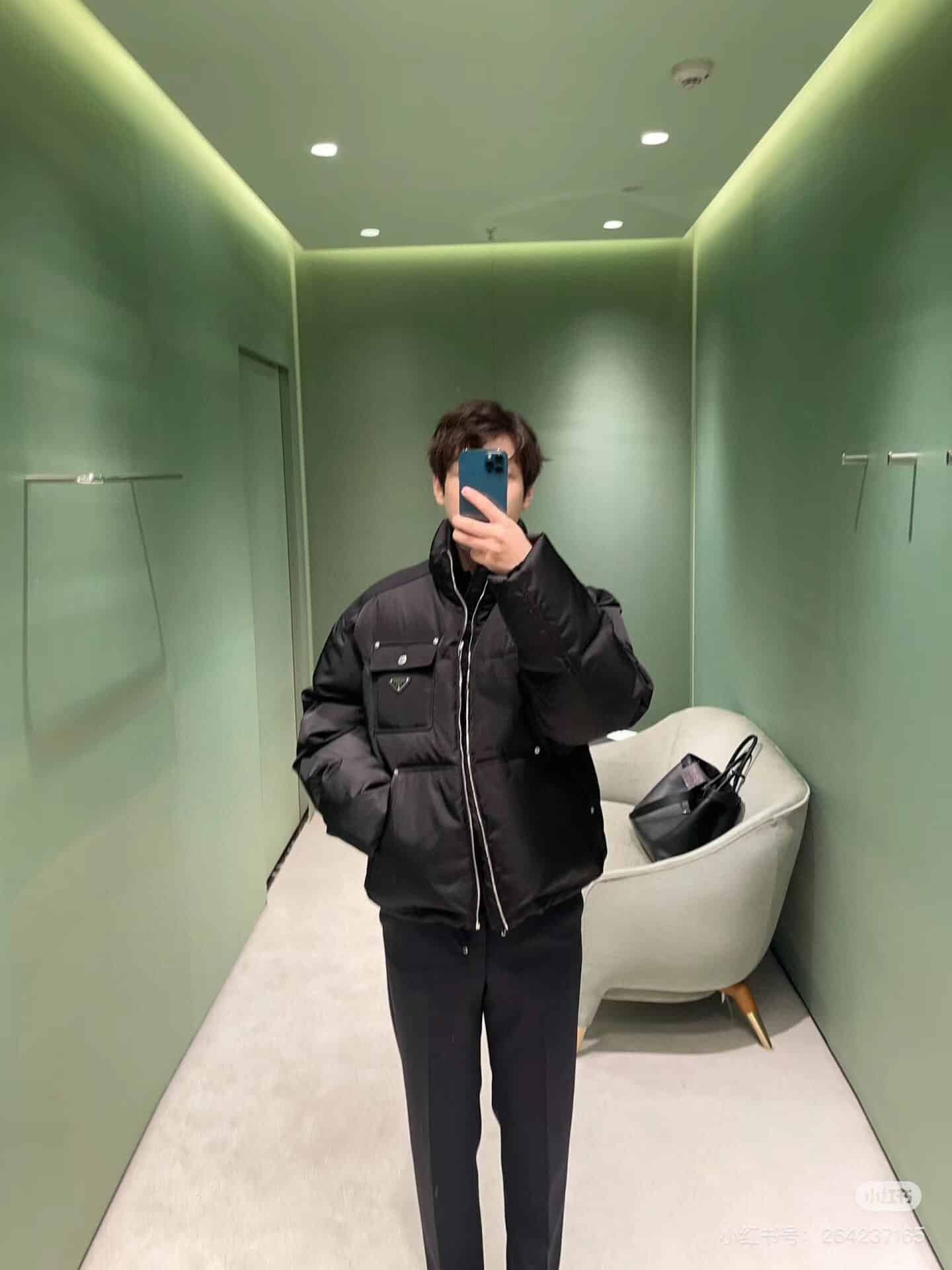 Cropped Re-Nylon down jacket