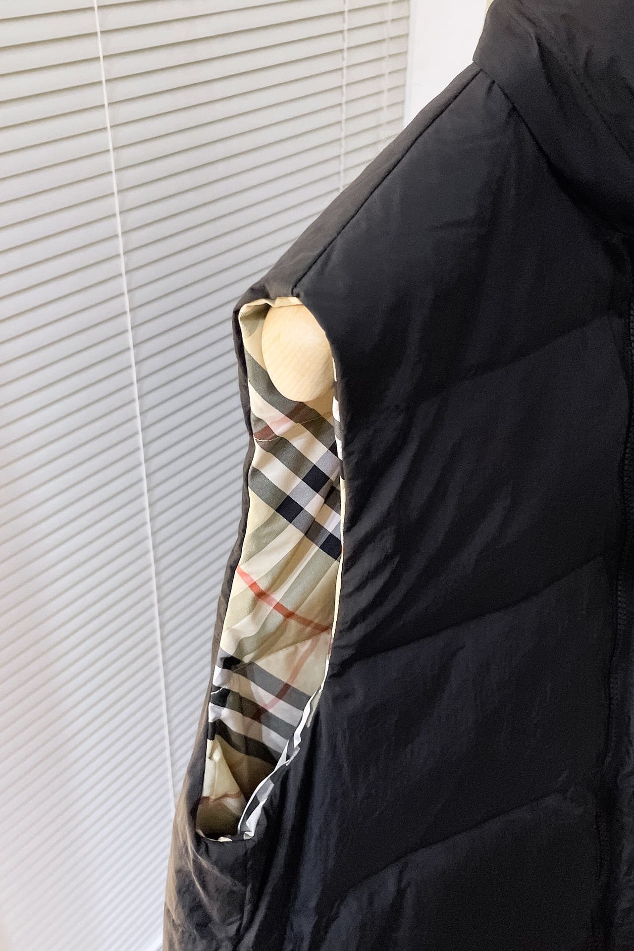Reversible Check Nylon Padded Gilet