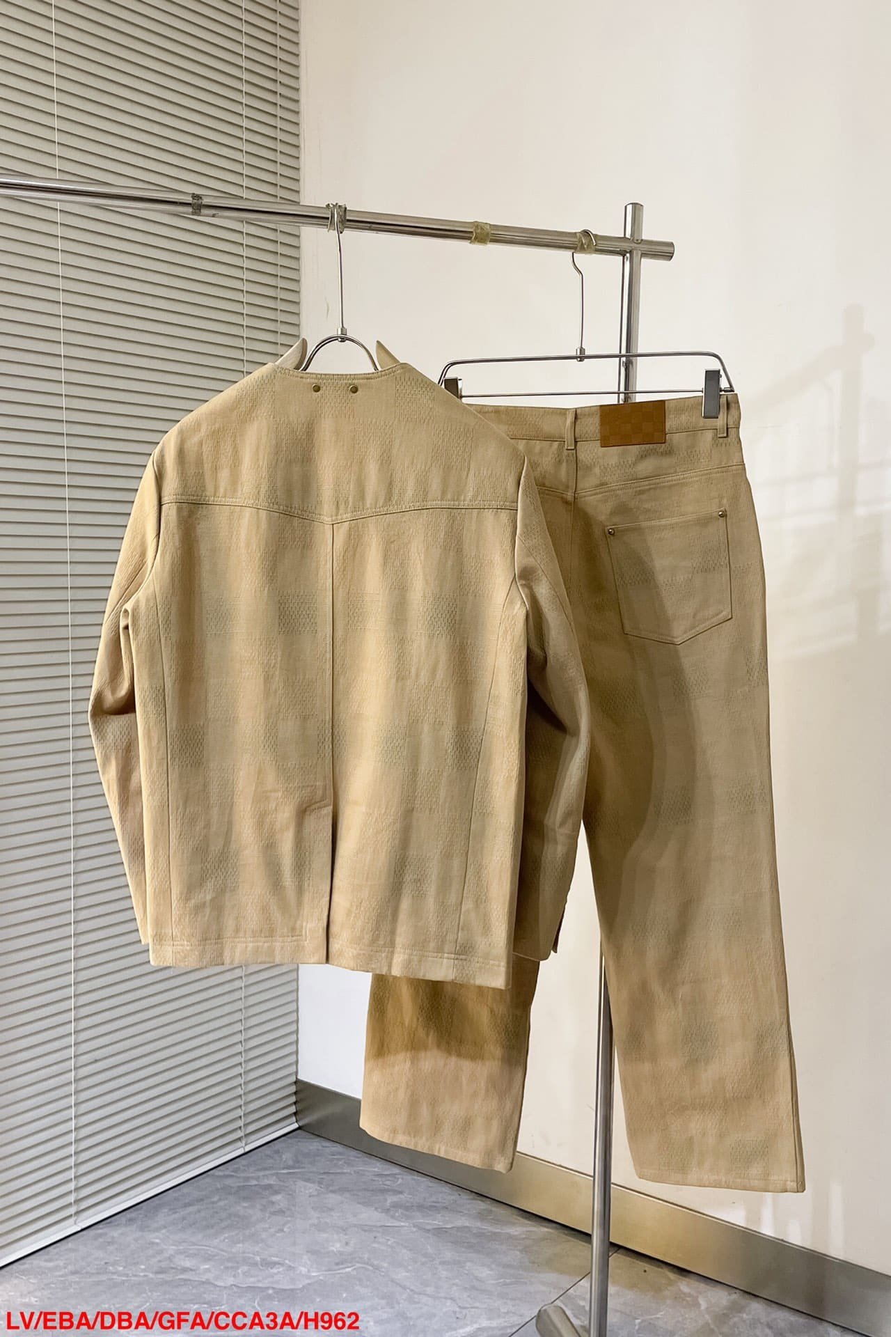 Damier Collarless Workwear Cotton Jacket+Pants