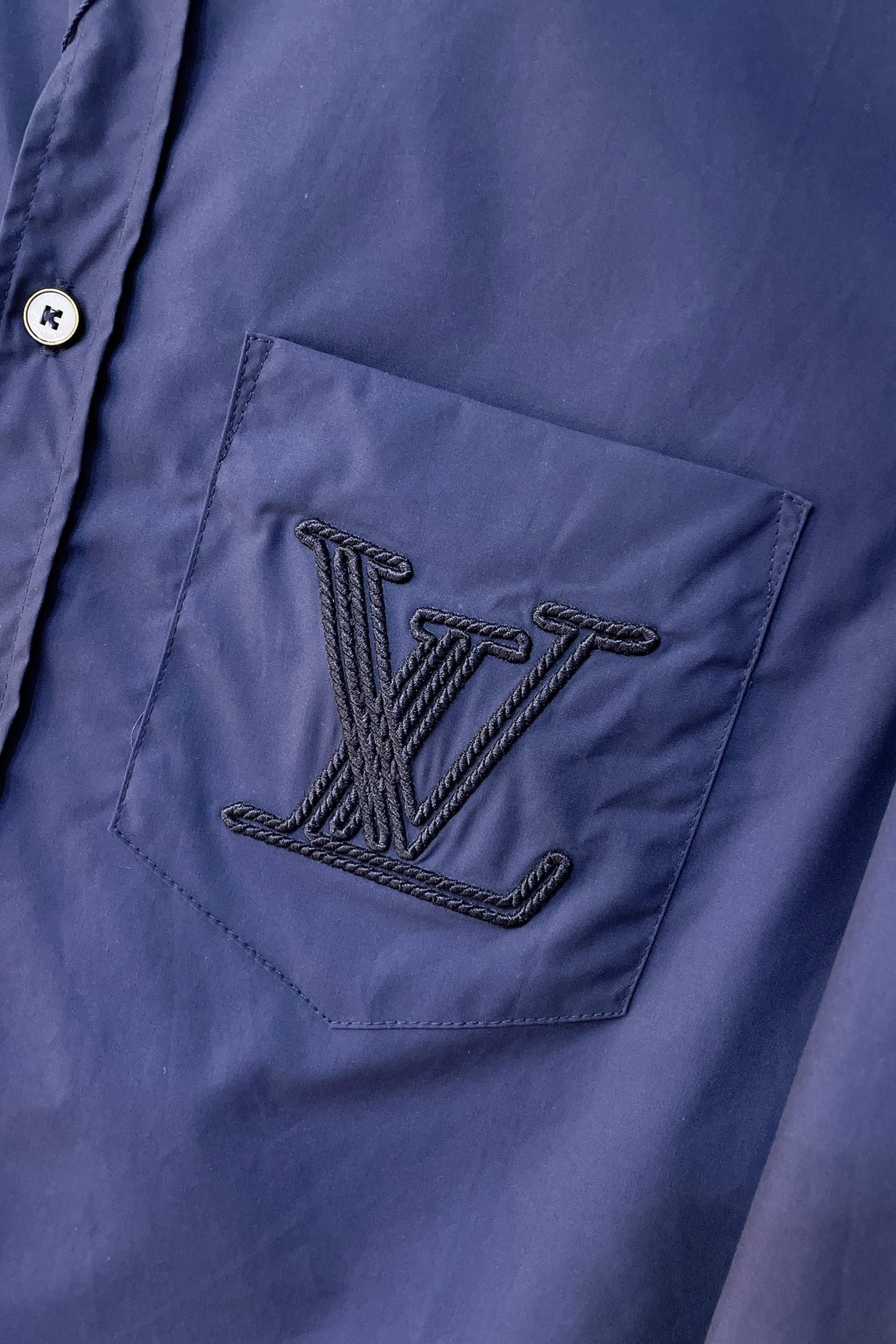 LV Embroidered Long-Sleeved Cotton Shirt