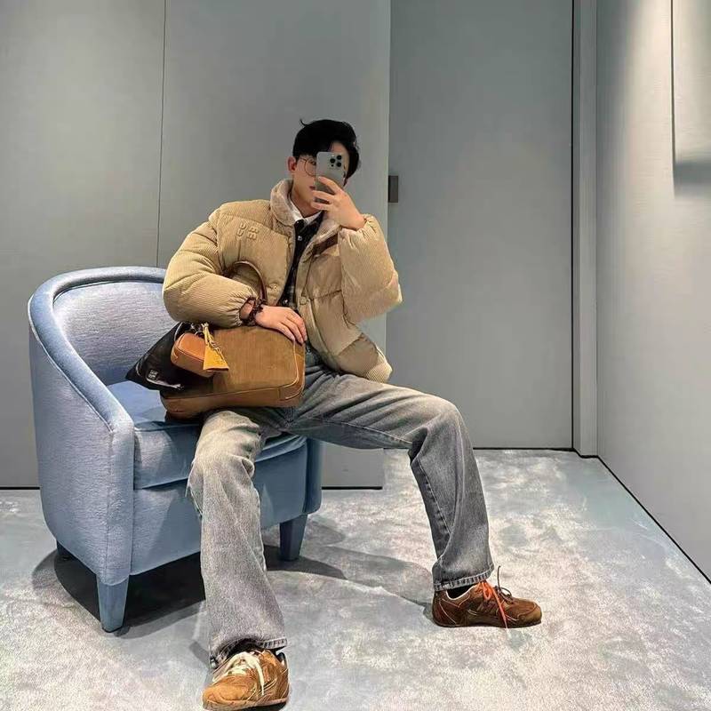 Corduroy down jacket