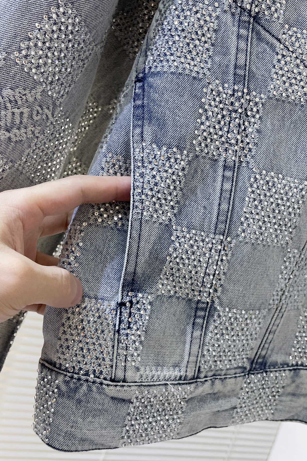 LV crystal denim jacket+pant