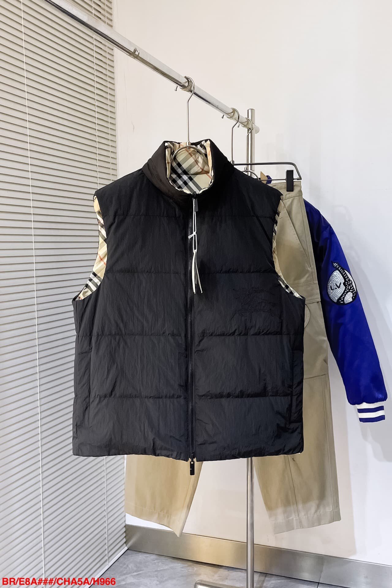 Reversible Check Nylon Padded Gilet