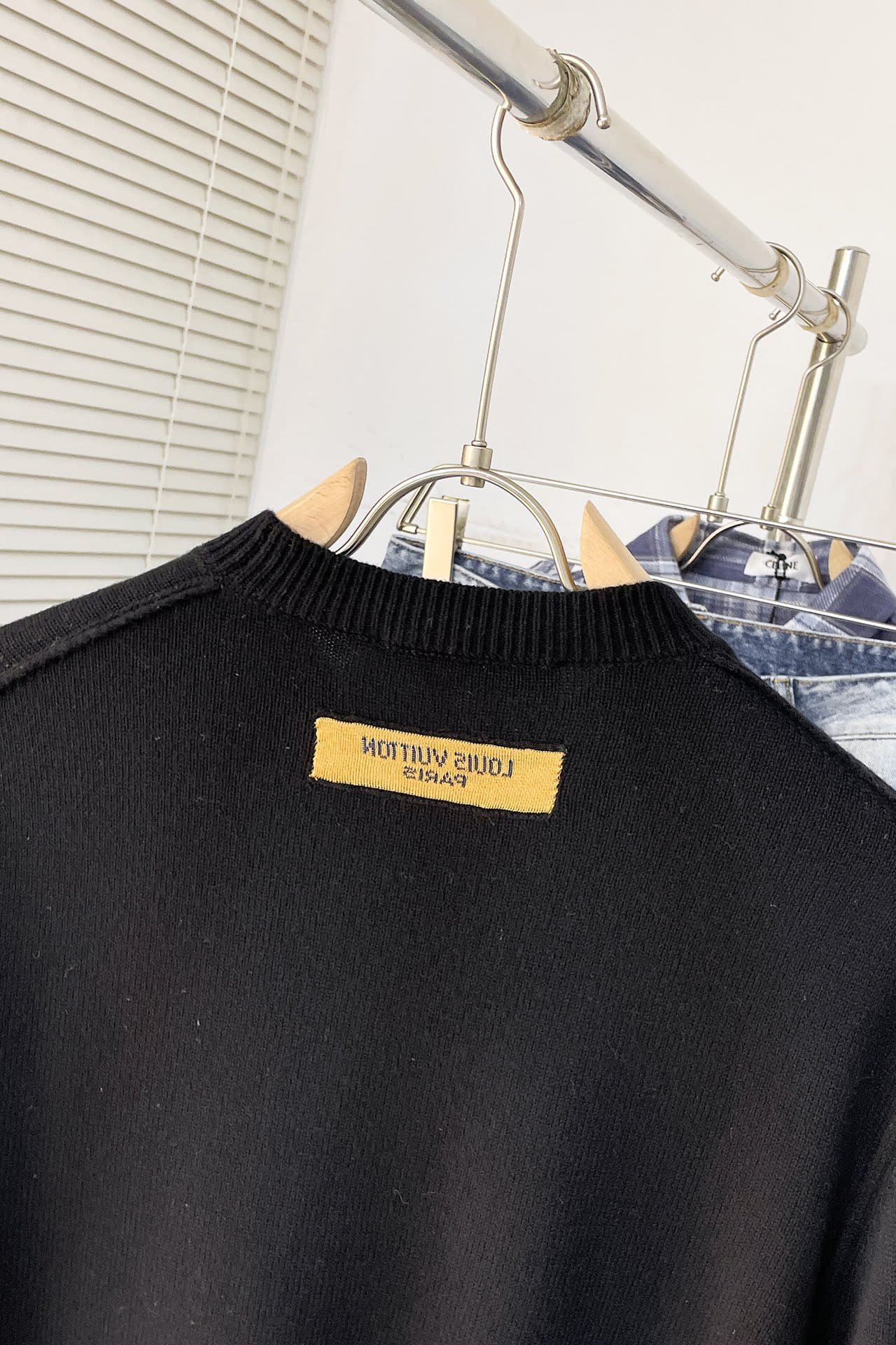 LV logo cuffed cashmere crew neck sweater