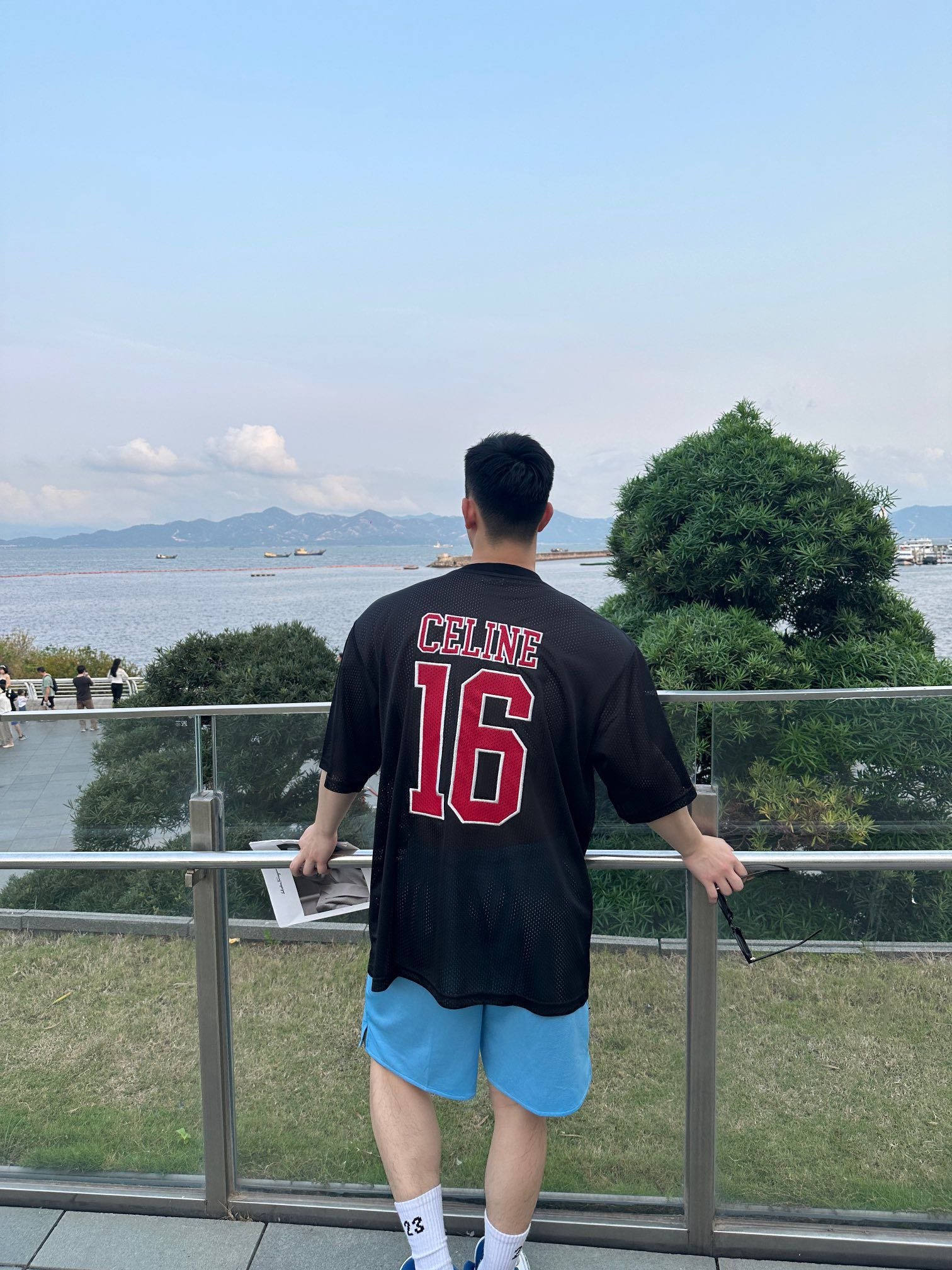Oversized Celine 16 T-shirt in jerse mesh