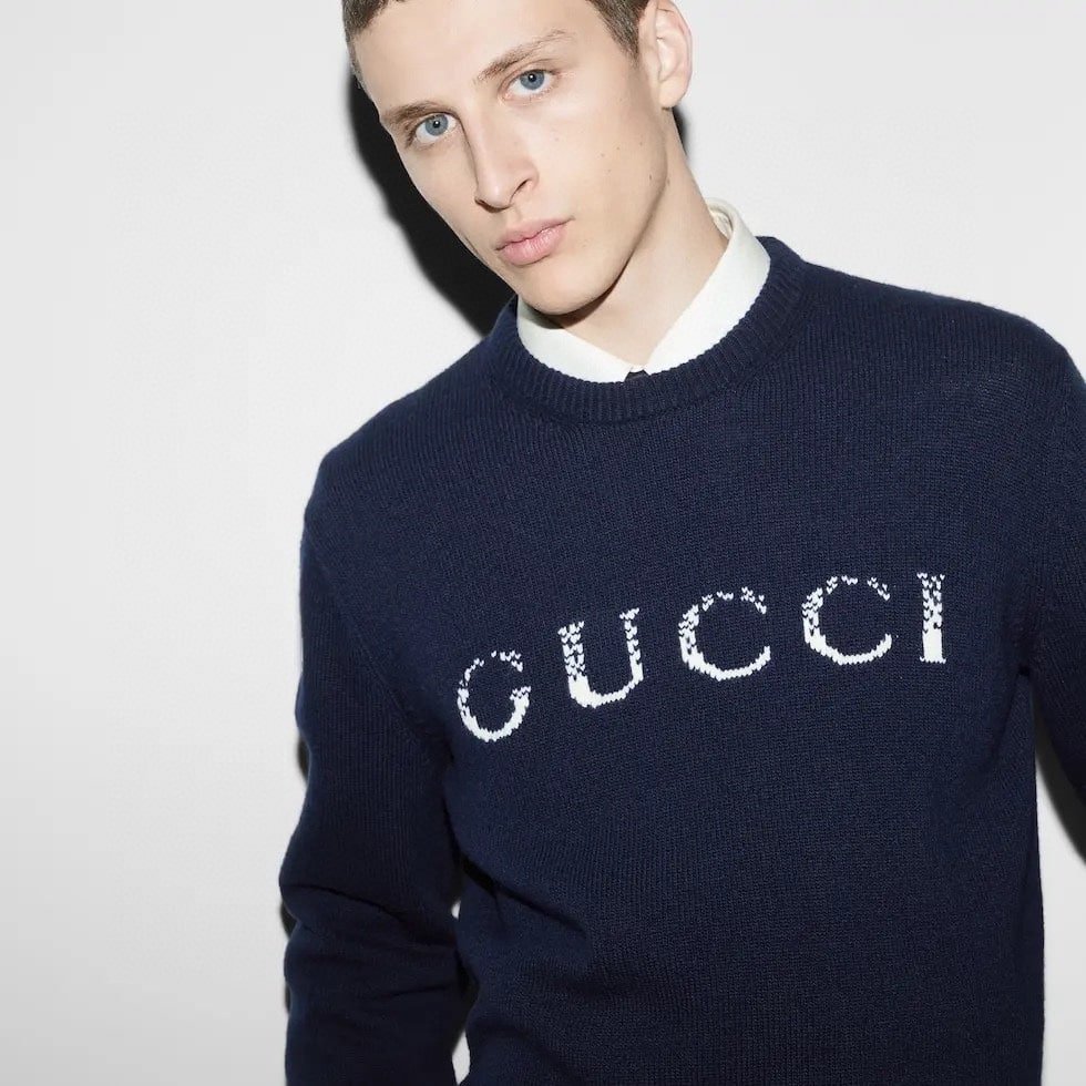 Wool sweater with Gucci intarsia