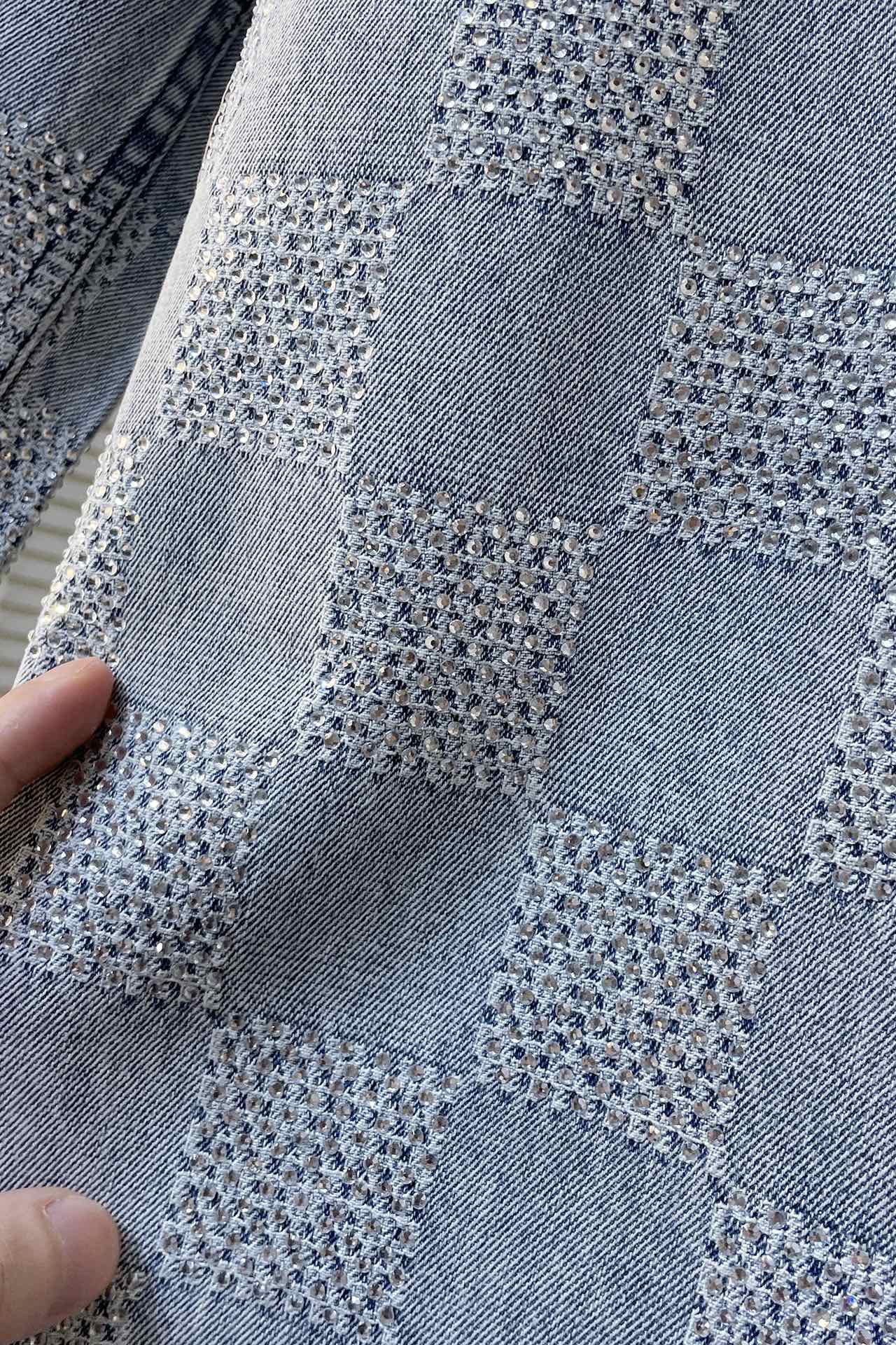 LV crystal denim jacket+pant