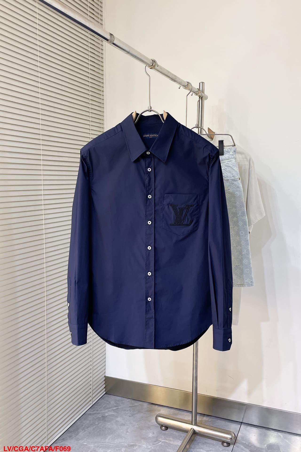 LV Embroidered Long-Sleeved Cotton Shirt