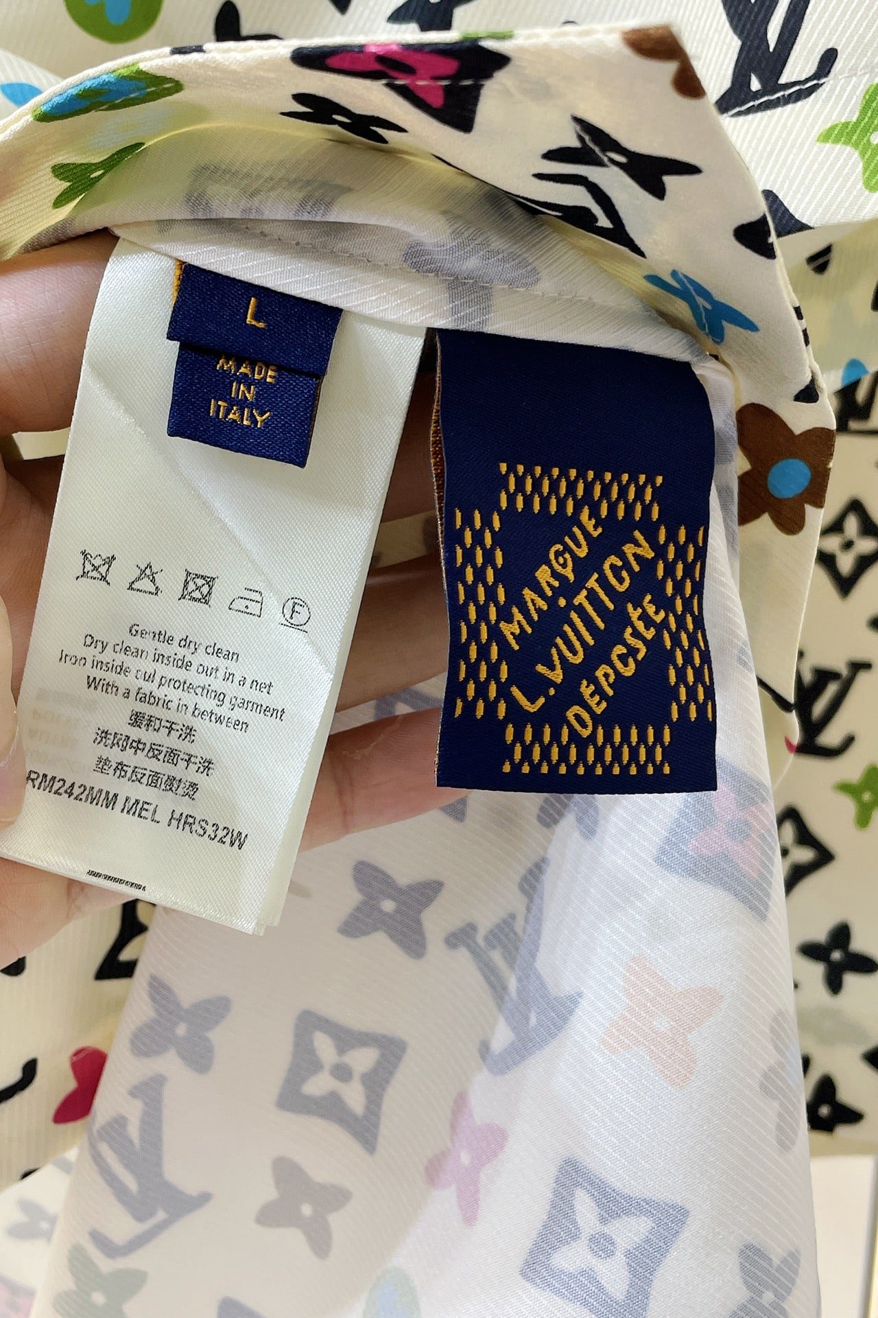 LV Monogram Printed Short-Sleeved Silk Shirt+Monogram Printed Silk Shorts