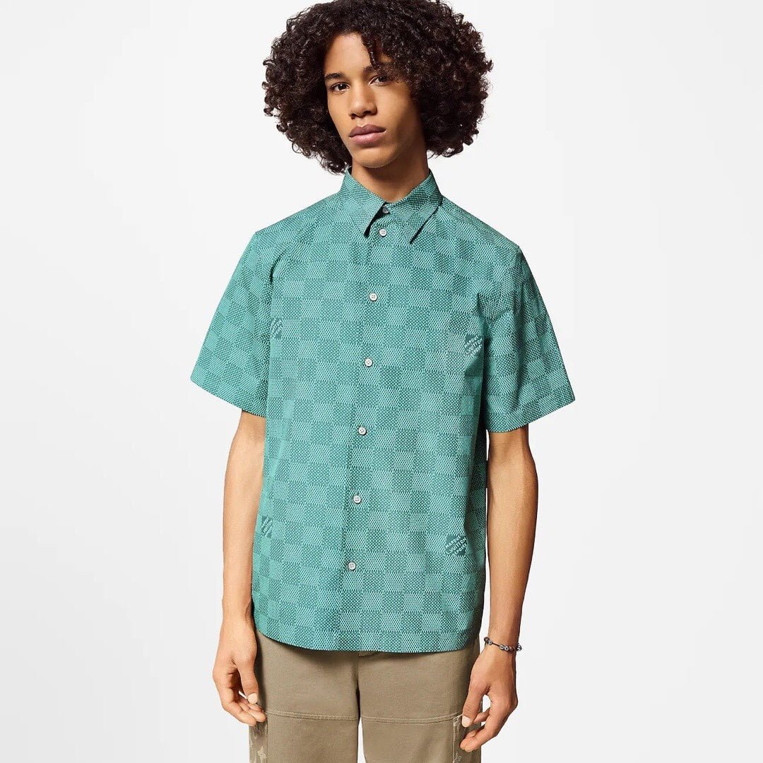 LV Printed Short-Sleeved Cotton Shirt+Printed Nylon Swimshorts