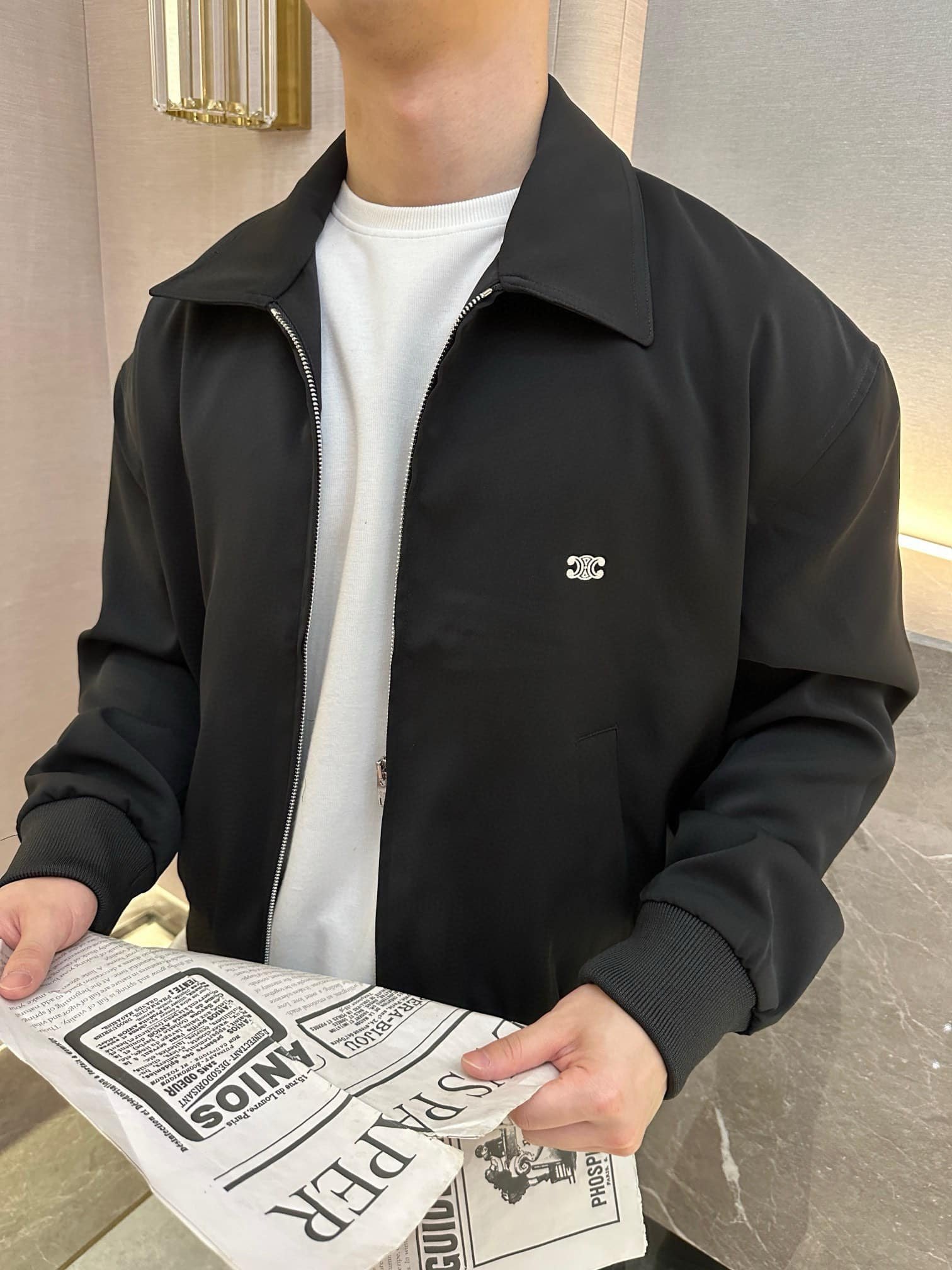 Celine triomphe blouson jacket in rayon twill