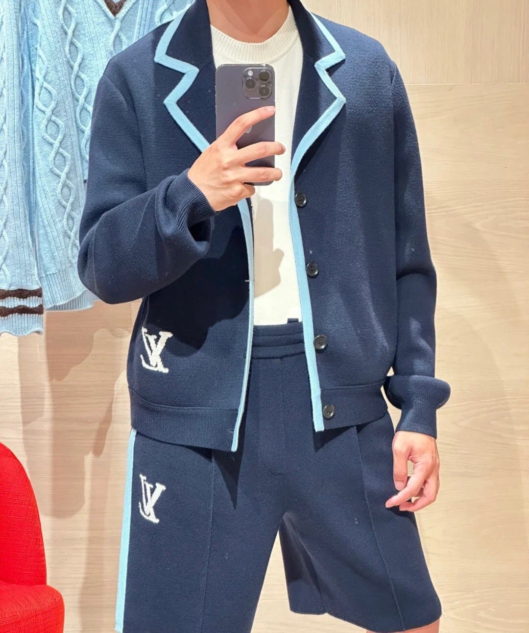 LV Signature Knitted Wool Blouson+ Shorts