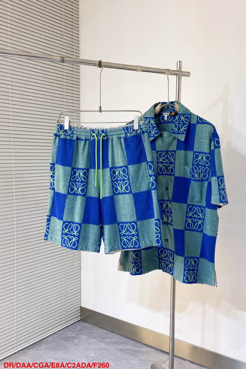 Loewe Short sleeve shirt in terry cotton jacquard+Shorts in terry cotton jacquard