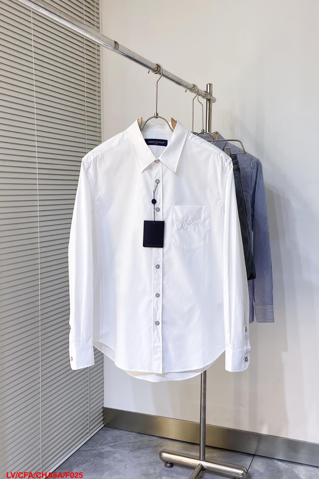 LV Embroidered Long-Sleeved Cotton Shirt