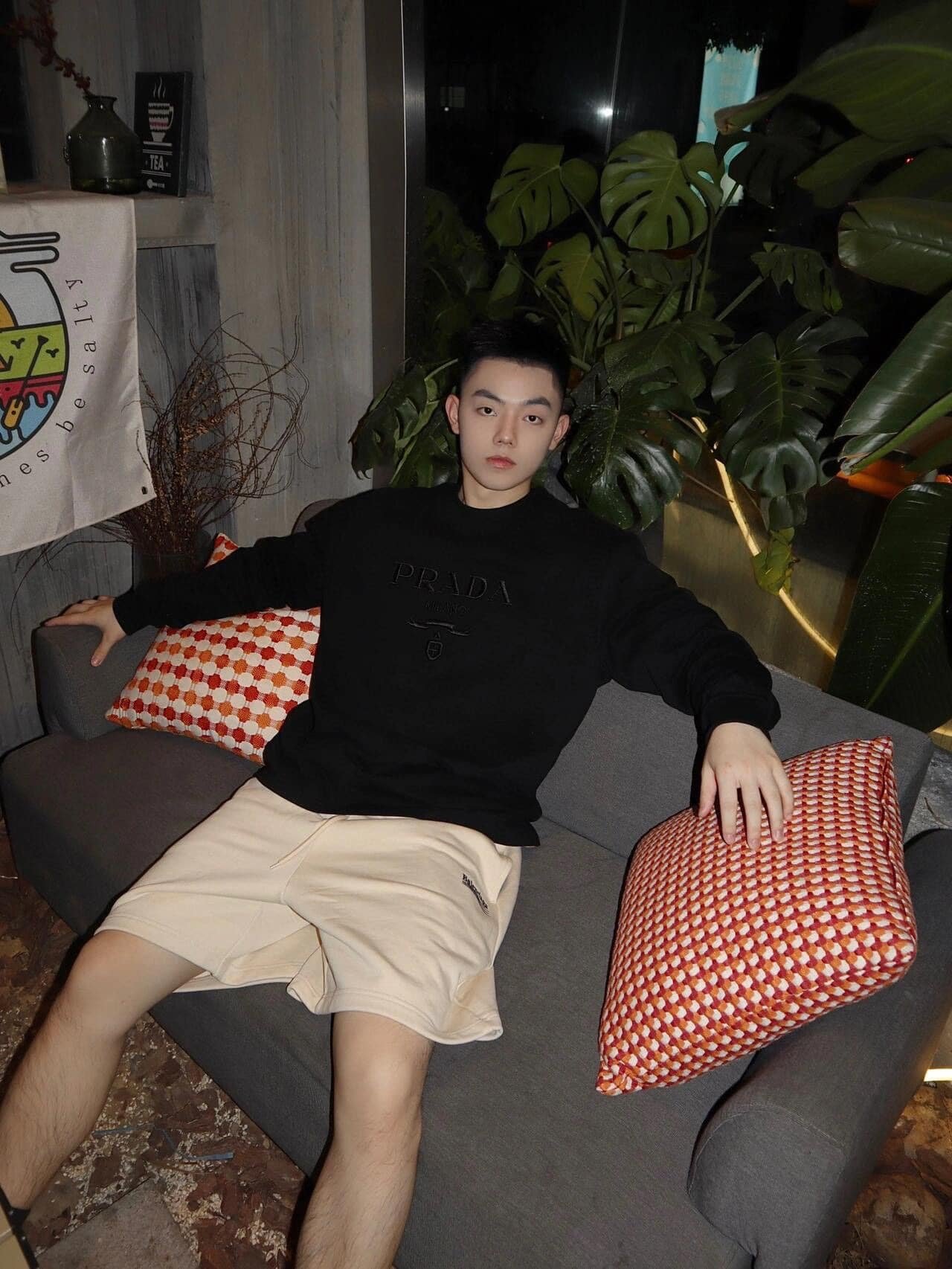 Prada Embroidered Long Sleeve T-Shirt