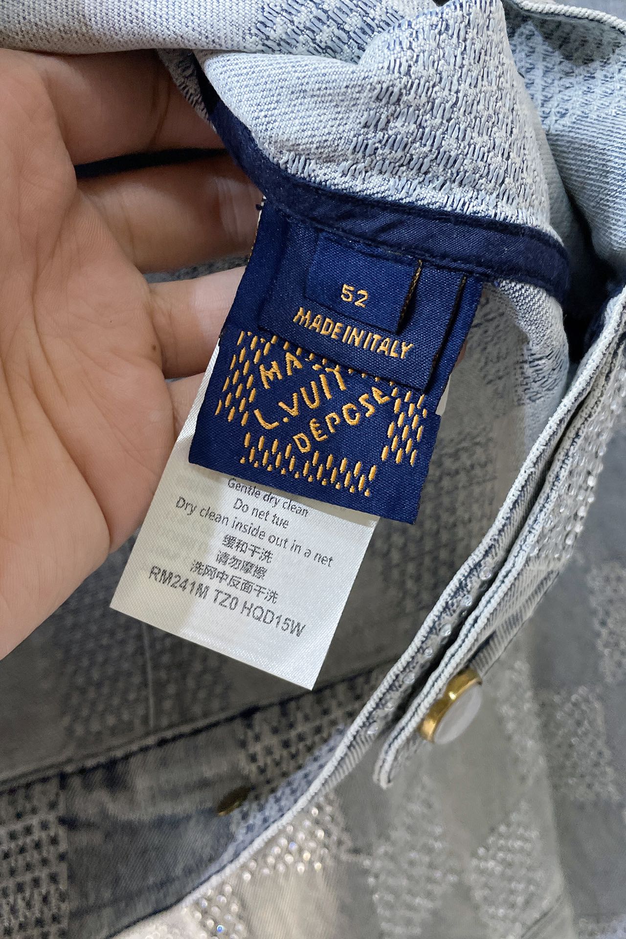 LV crystal denim jacket+pant