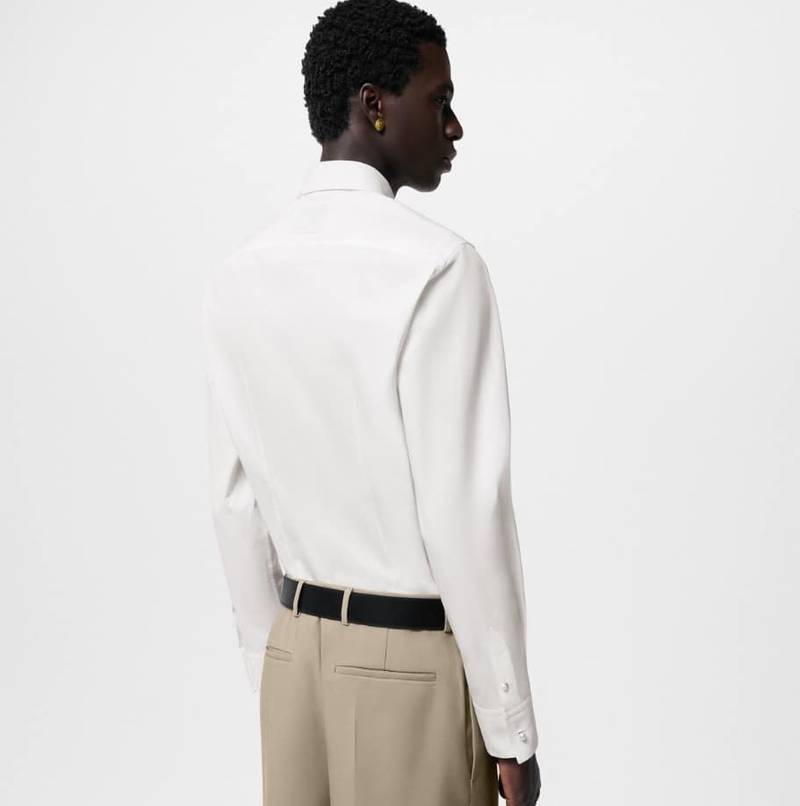 LV Fitted Long-Sleeved Cotton Shirt With Pearl Buttons