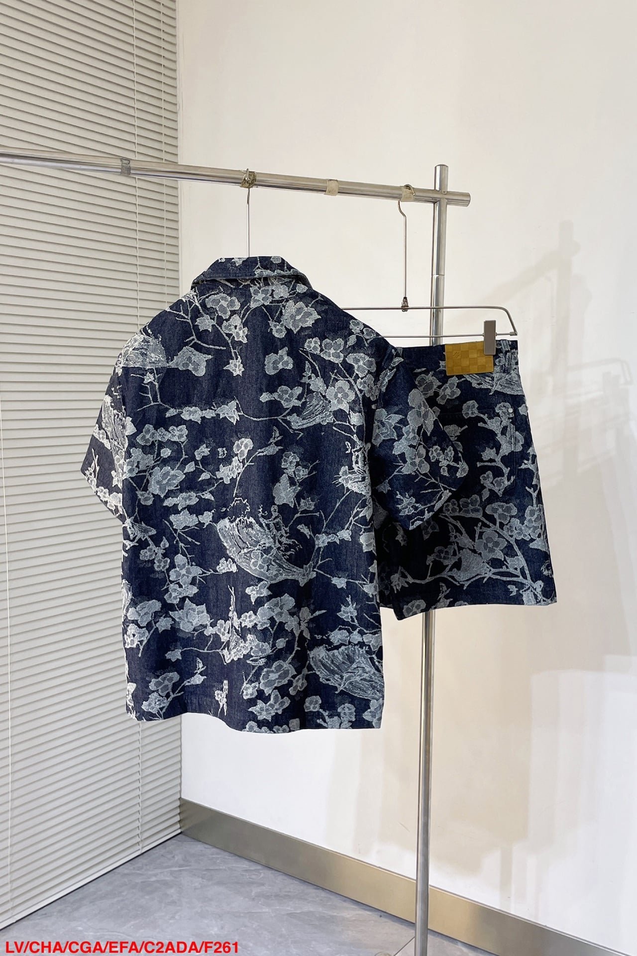 LV Short-Sleeved Denim Shirt+Denim Shorts