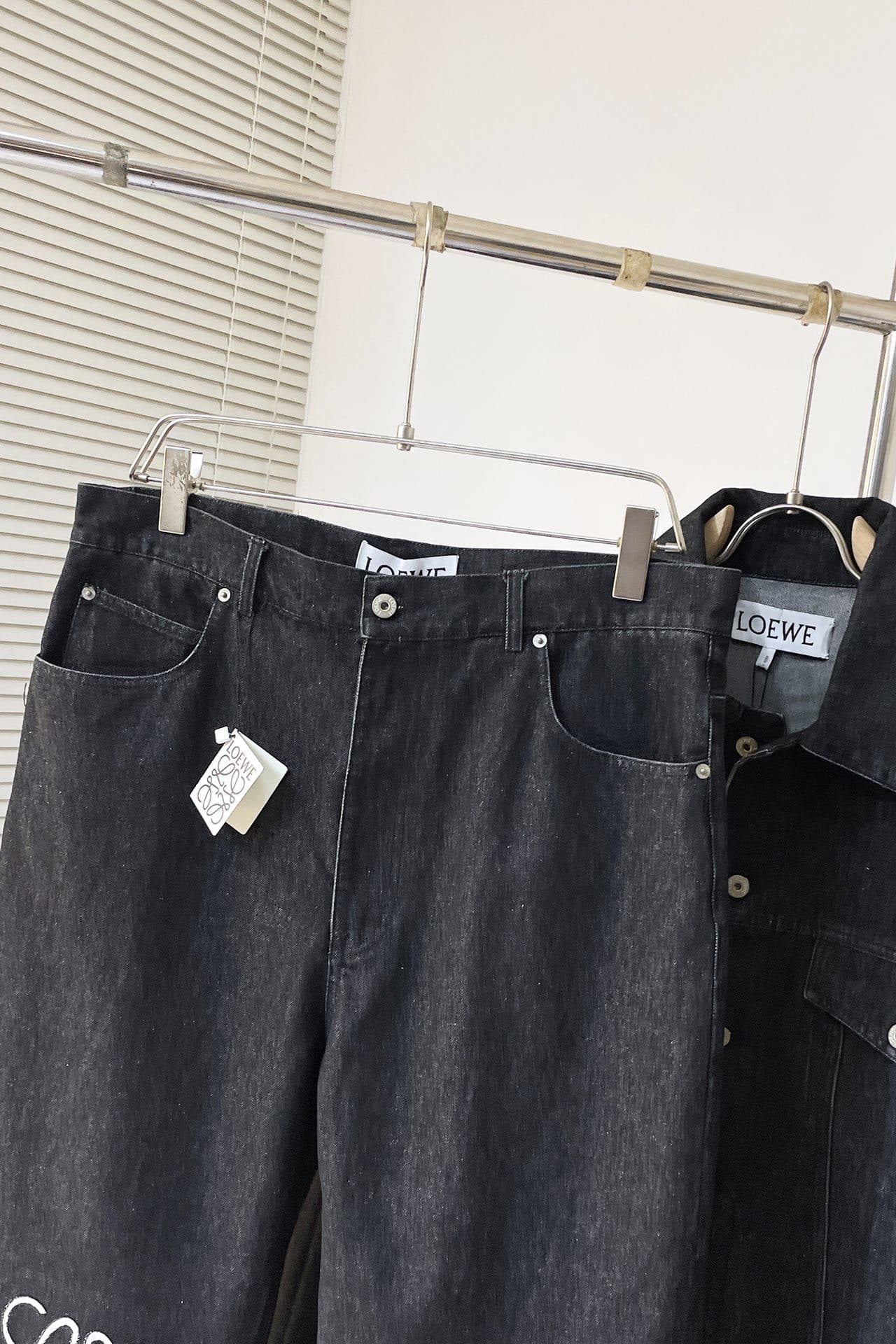 Loewe Anagram jacket in denim+Anagram baggy jeans in denim