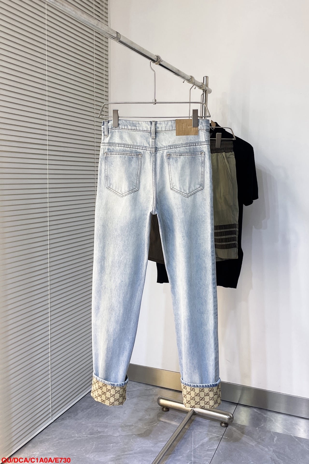 Gucci washed denim pant with gg turn ups