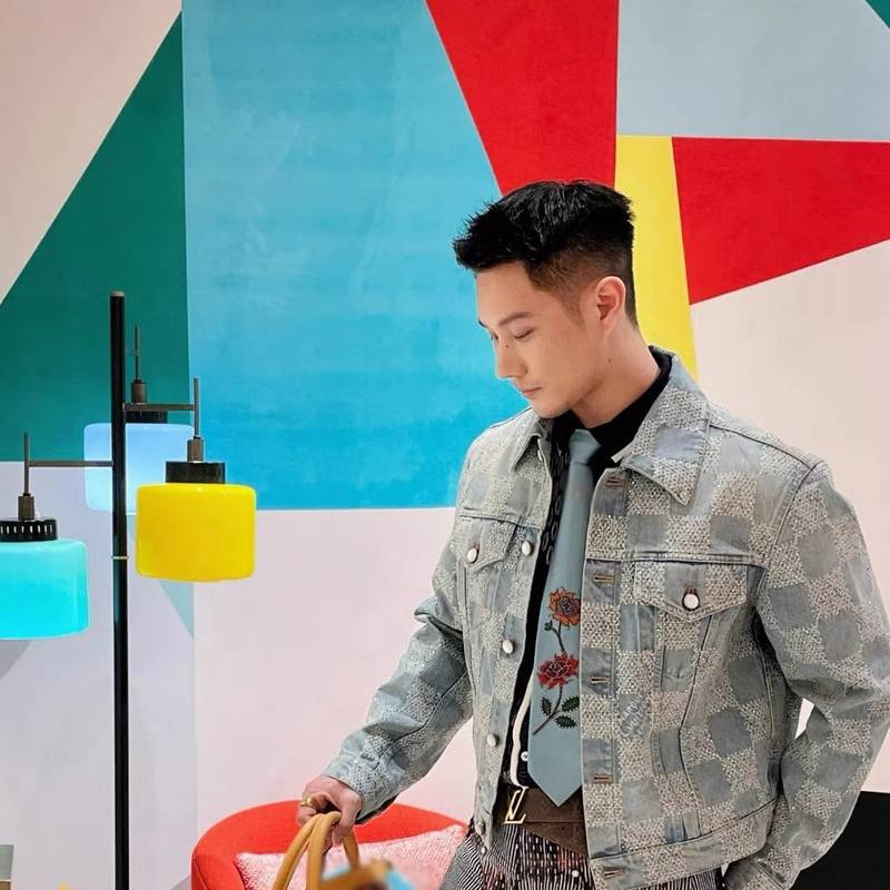 LV crystal denim jacket+pant