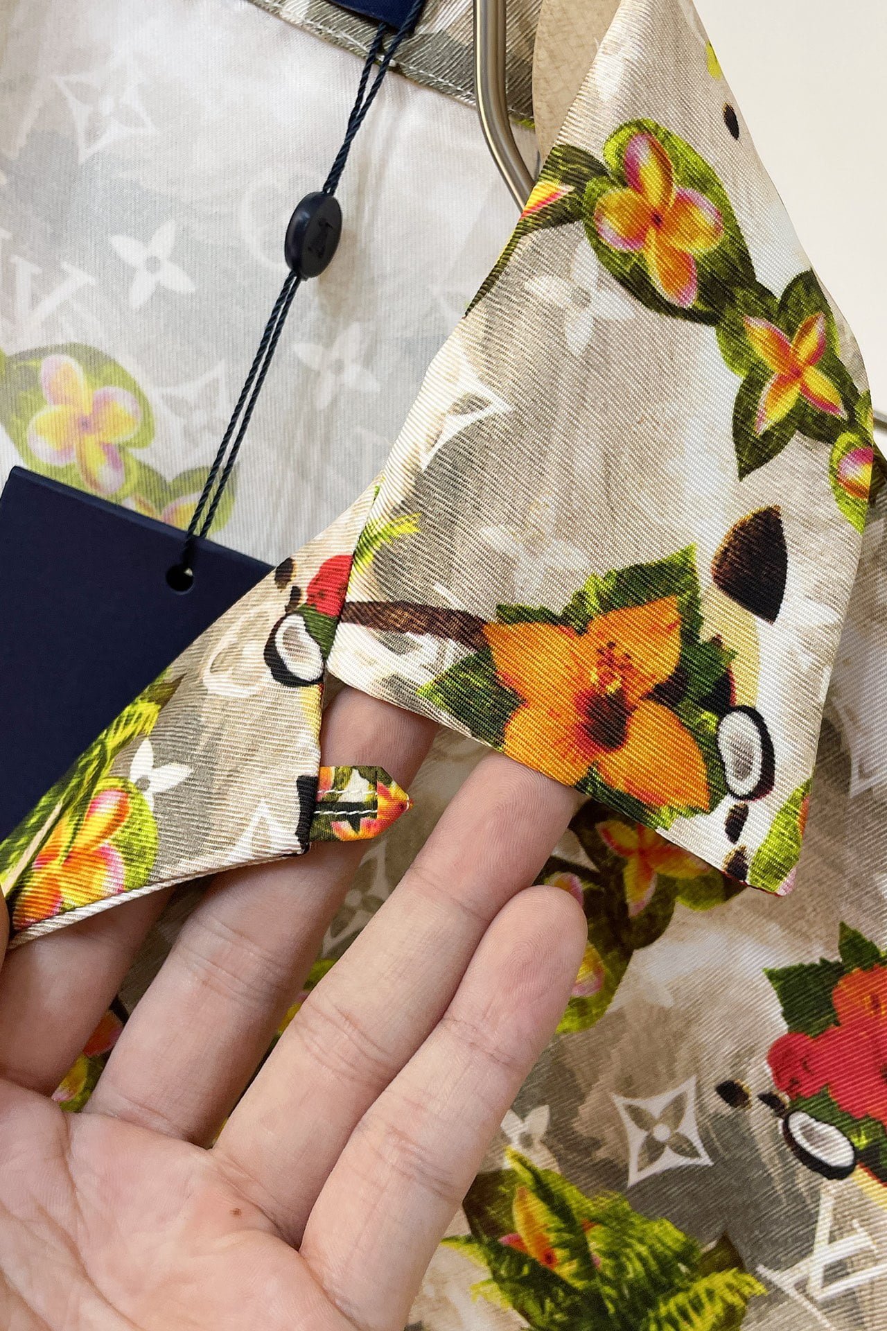 LV Monogram Short-Sleeved Silk Shirt +Monogram Silk Drawstring Shorts