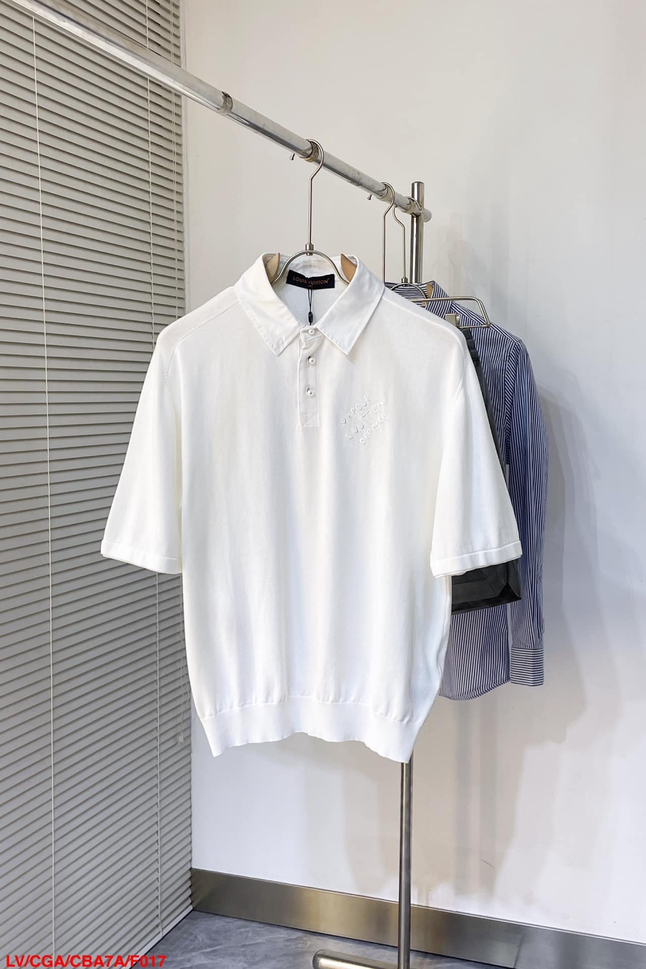 LV Embroidered Short-Sleeved Cotton Blend Polo Shirt