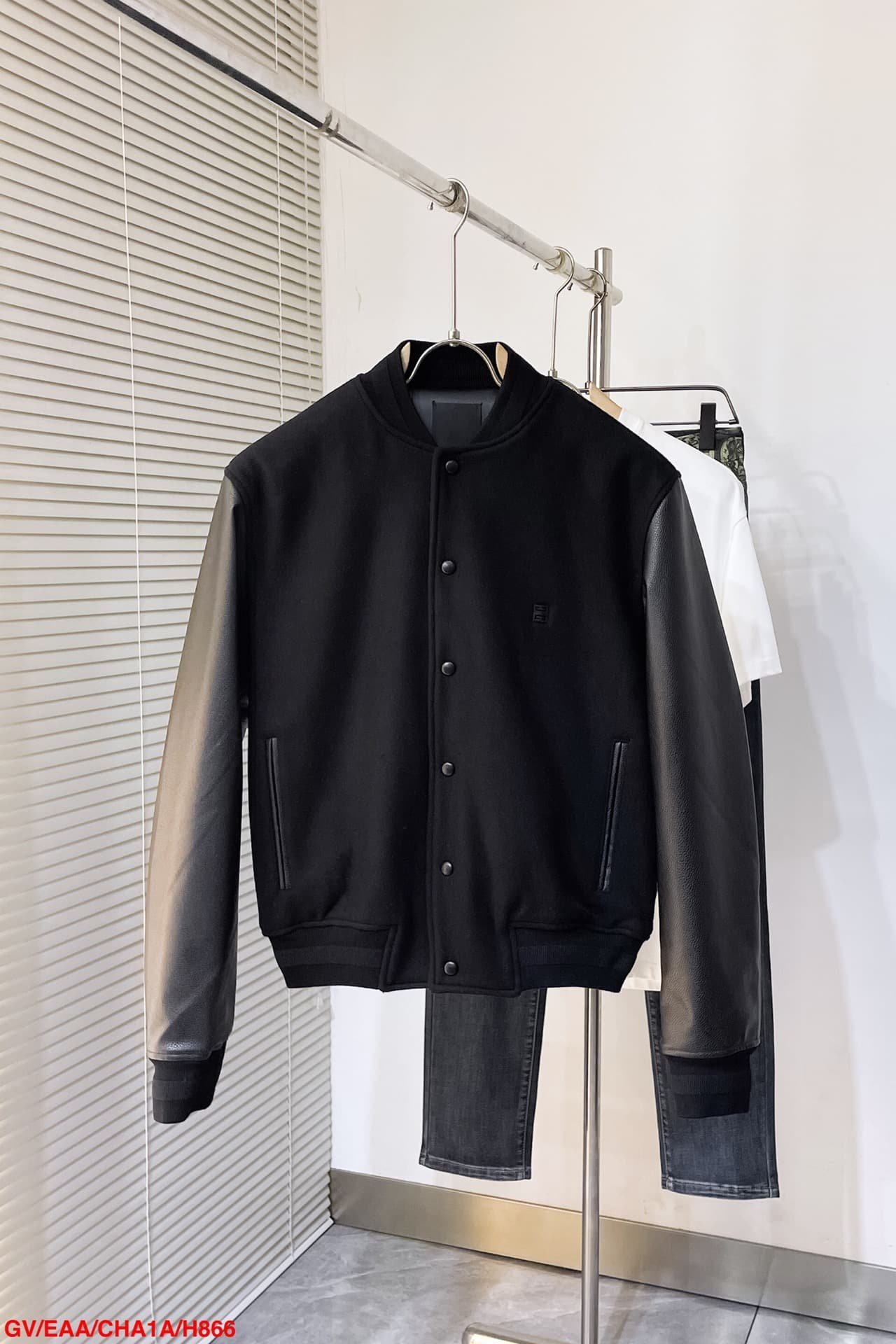 Varsity jacket in wool and leather with 4G detail