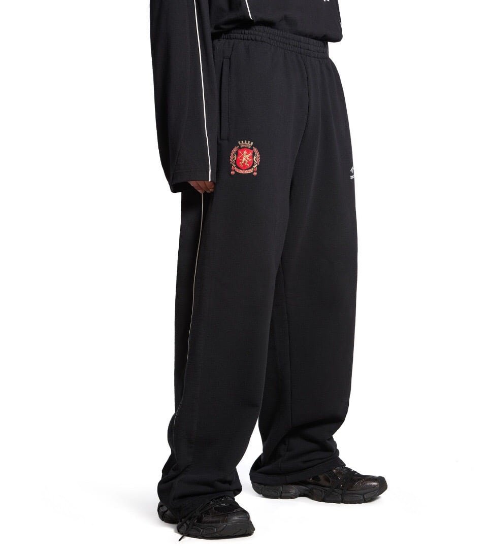 Balenciaga Soccer Baggy Sweatpants in black and white medium fleece