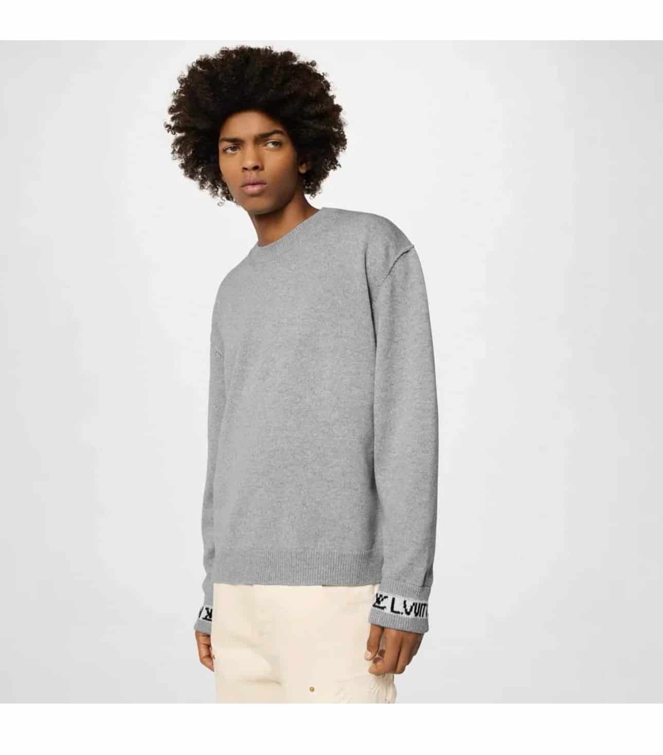 LV logo cuffed cashmere crew neck sweater
