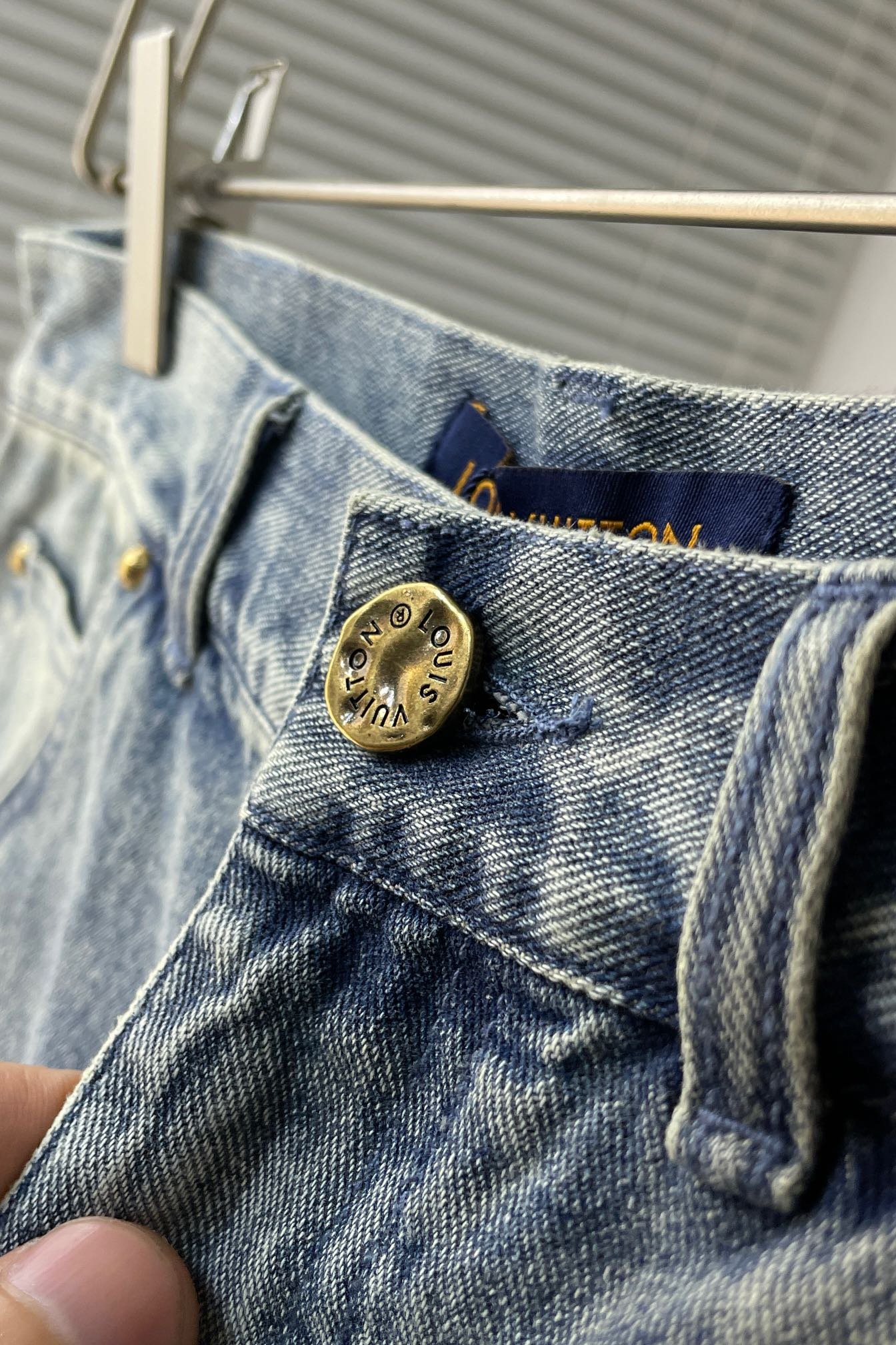 LV Short-Sleeved Denim Workwear Shirt+shorts
