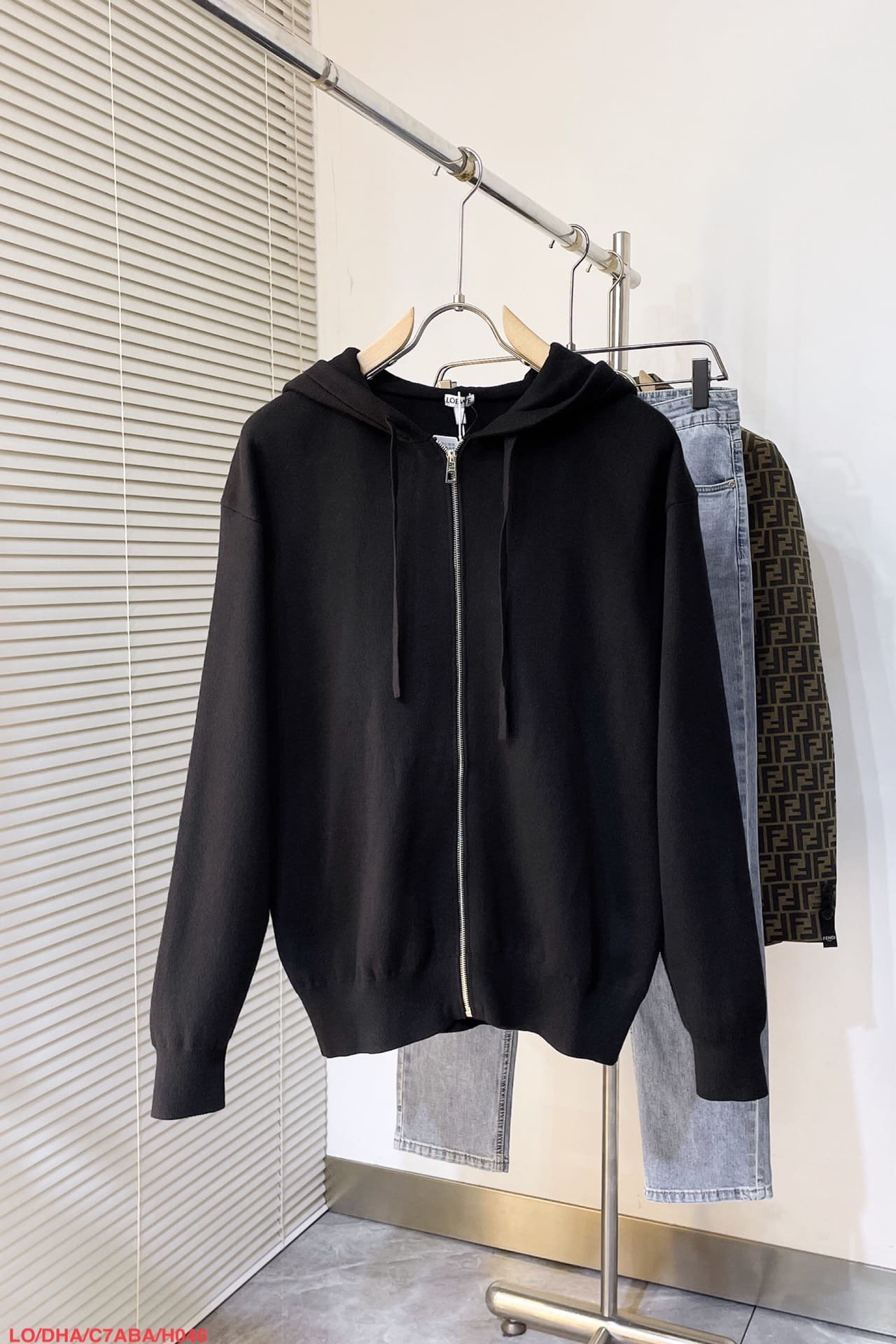 Anagram zip-up hoodie in wool
