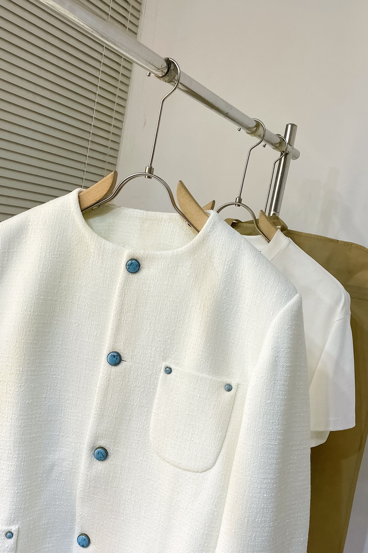 Chic Collarless Baby Llama And Wool-Blend Jacket