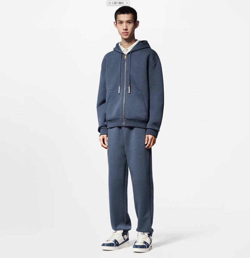 LV Embroidered Jersey Zip-Through Hoodie+TEmbroidered Jersey Jogpants